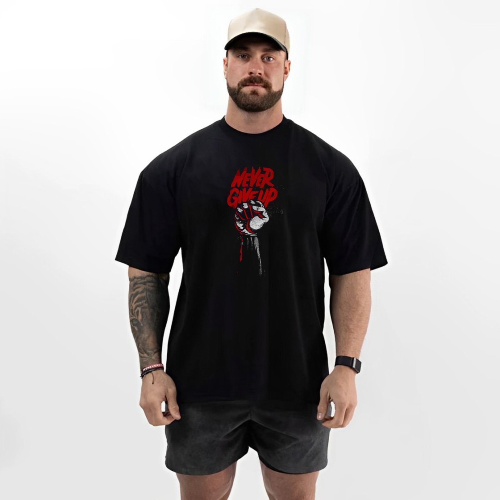 Camiseta Oversized Over Masculina Algodão Academia Preto
