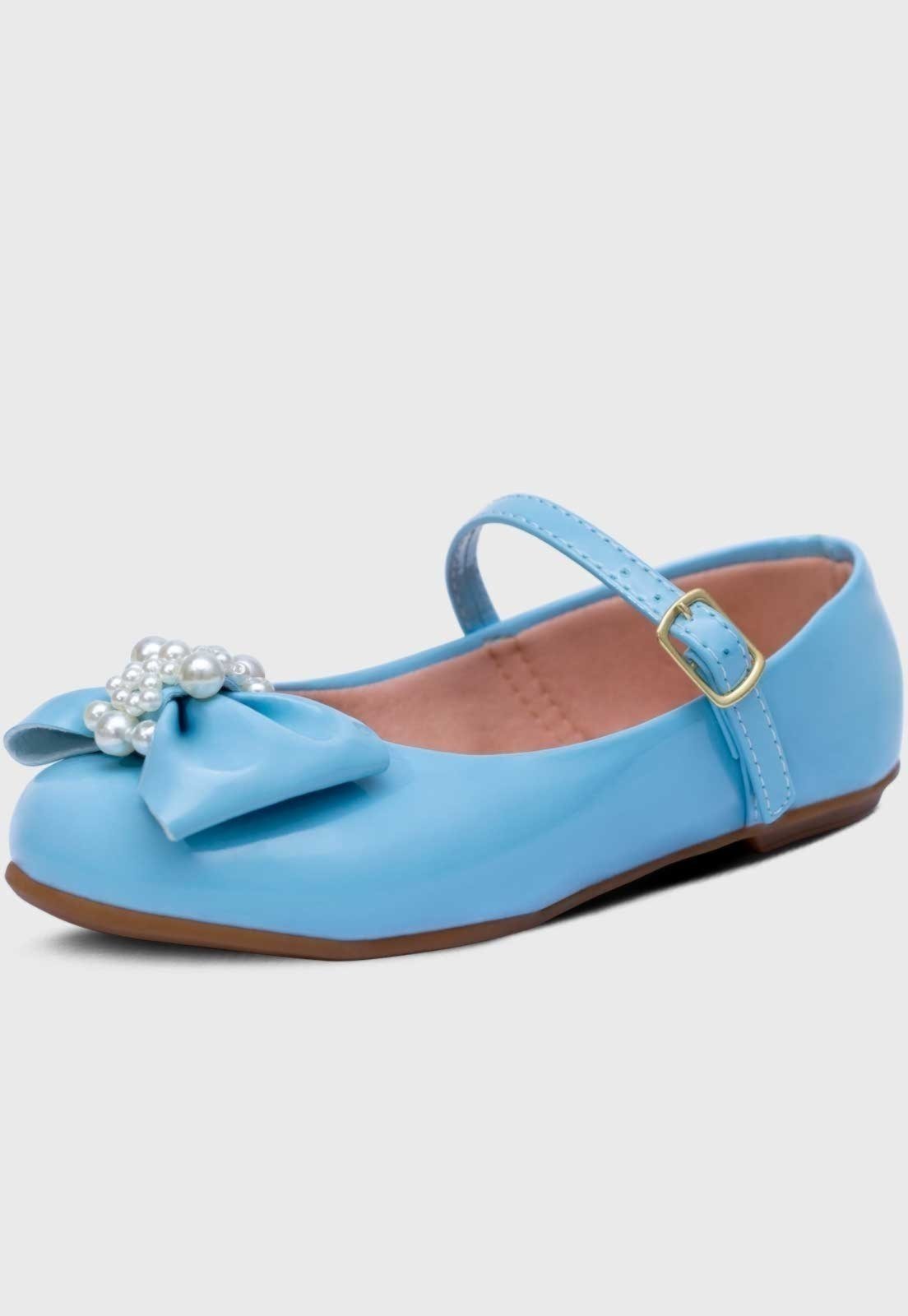 Infantil – Sapatilha Menina Pópidi Feminina Laço Pérola Azul