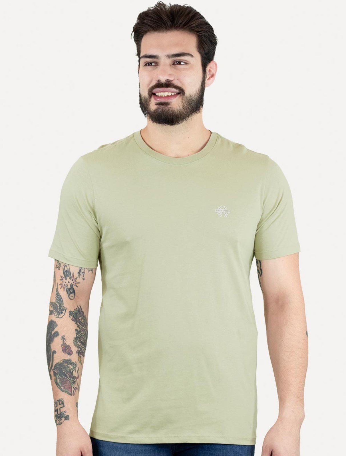 Camiseta John John Masculina Rubber Key Transfer Cáqui Claro