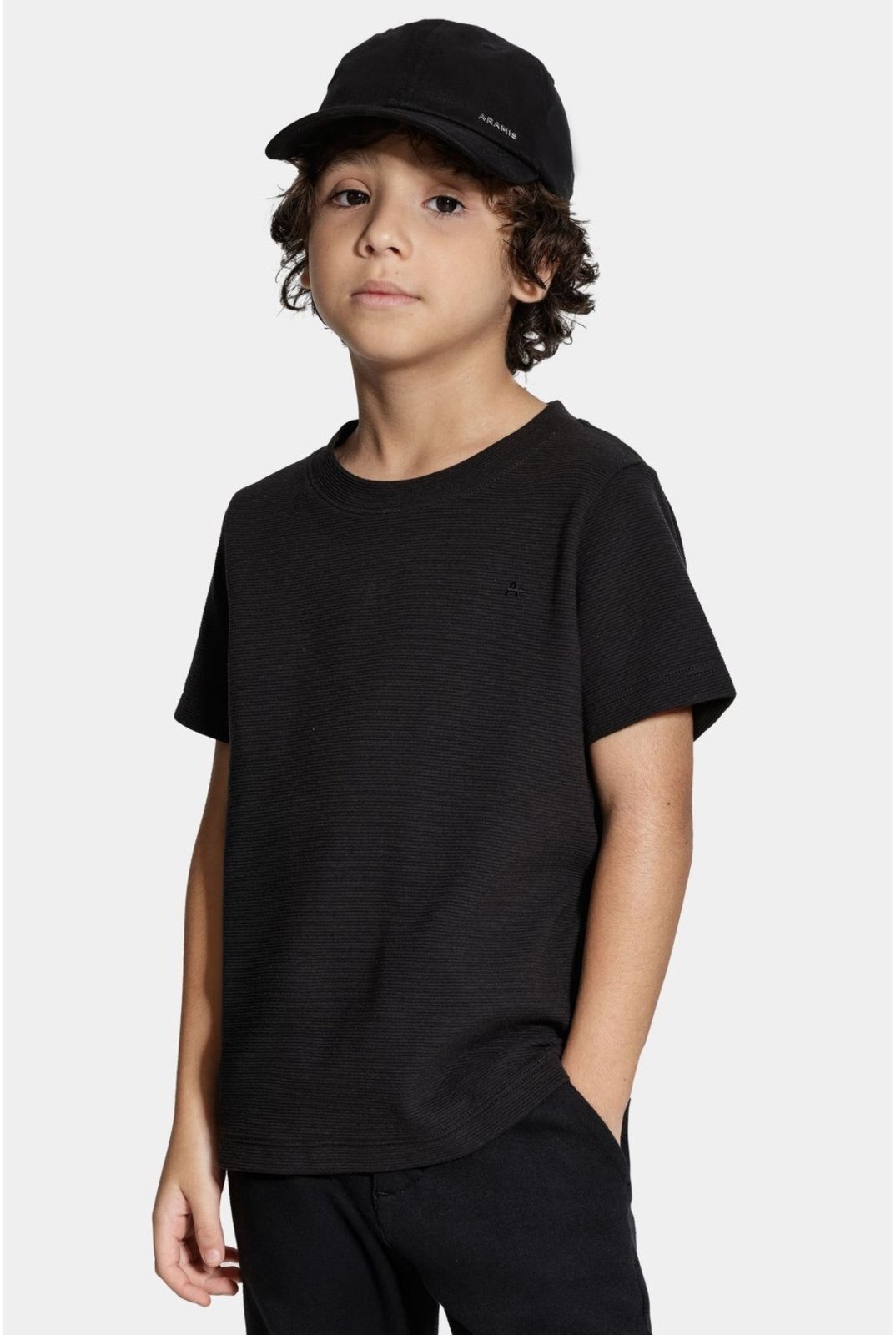 Infantil – Camiseta Aramis Básica Algodão Manga Curta Preto