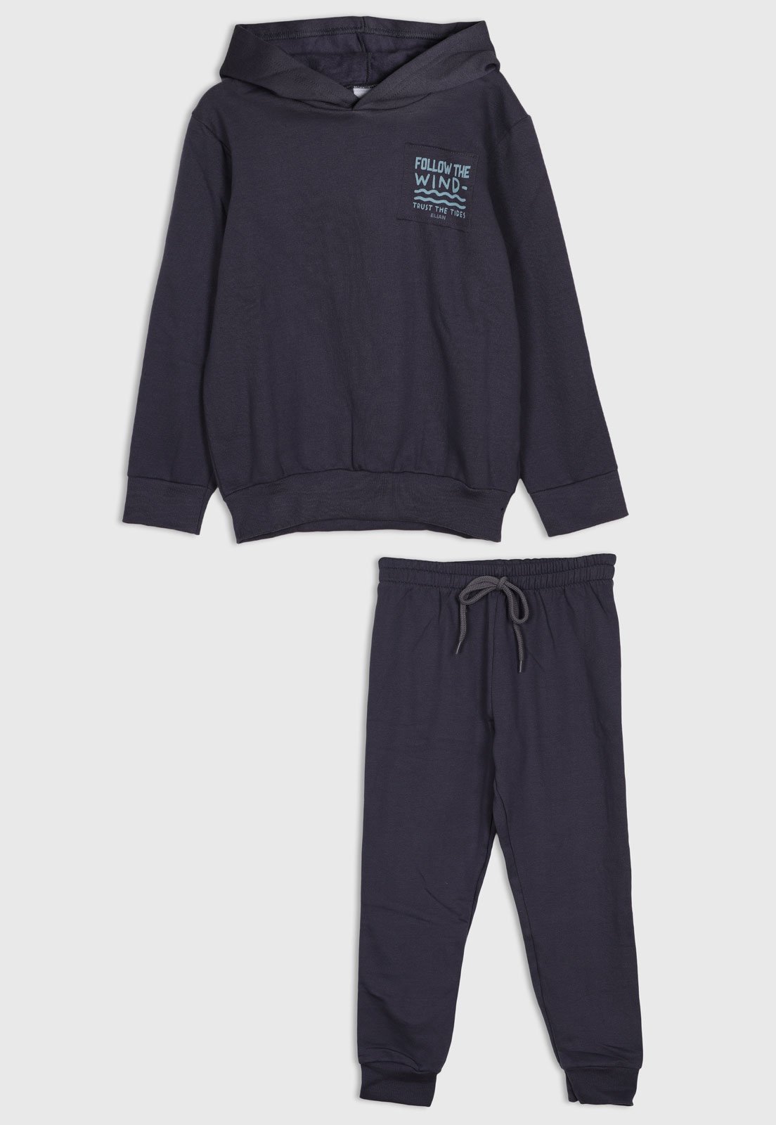 Infantil - Conjunto Elian Moletom Capuz Azul Marinho