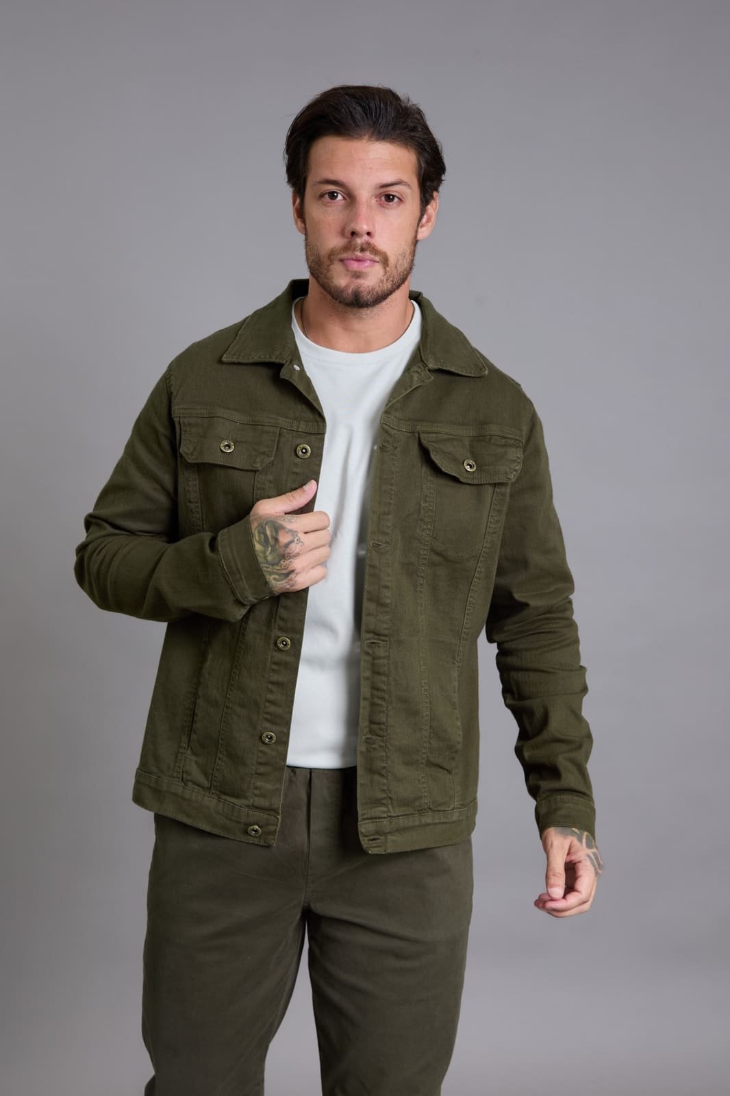 Jaqueta Sarja Tradicional Masculina Color Com Bolsos Dialogo Verde