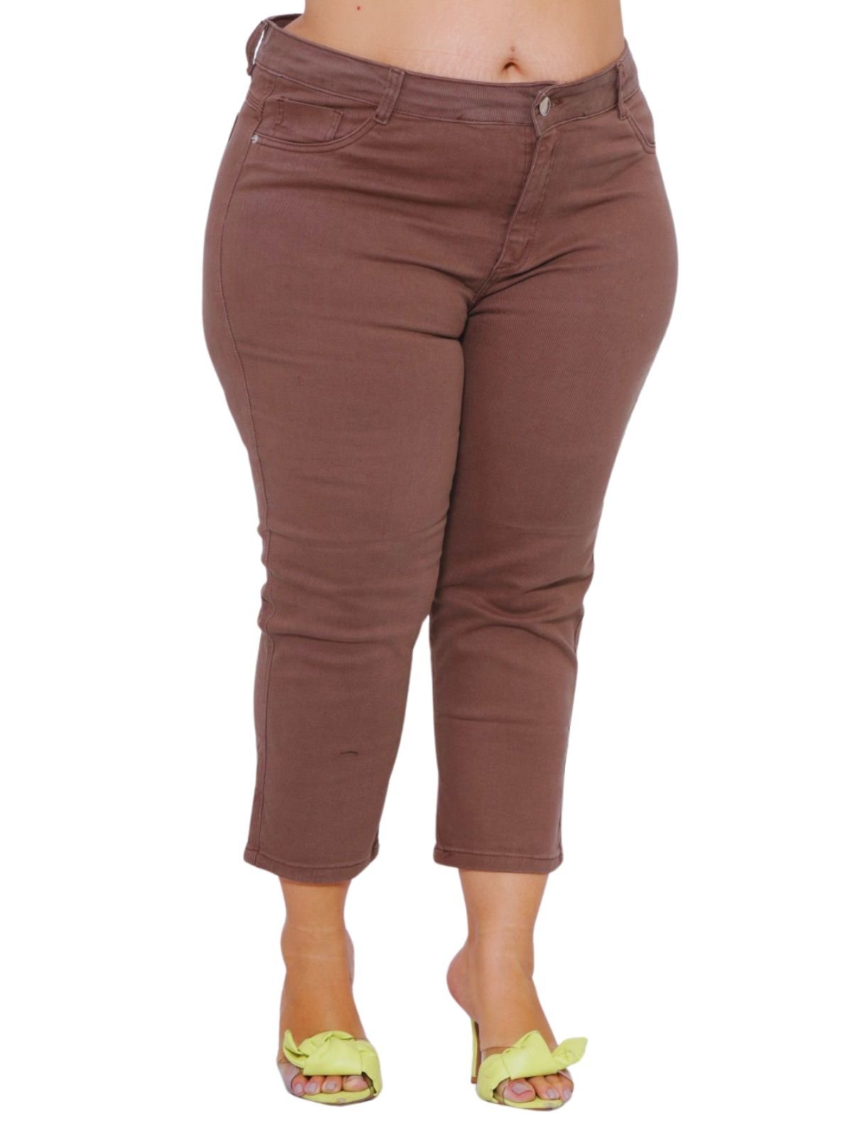 Calça Capri Marrom Sarja Feminina Alleppo Jeans