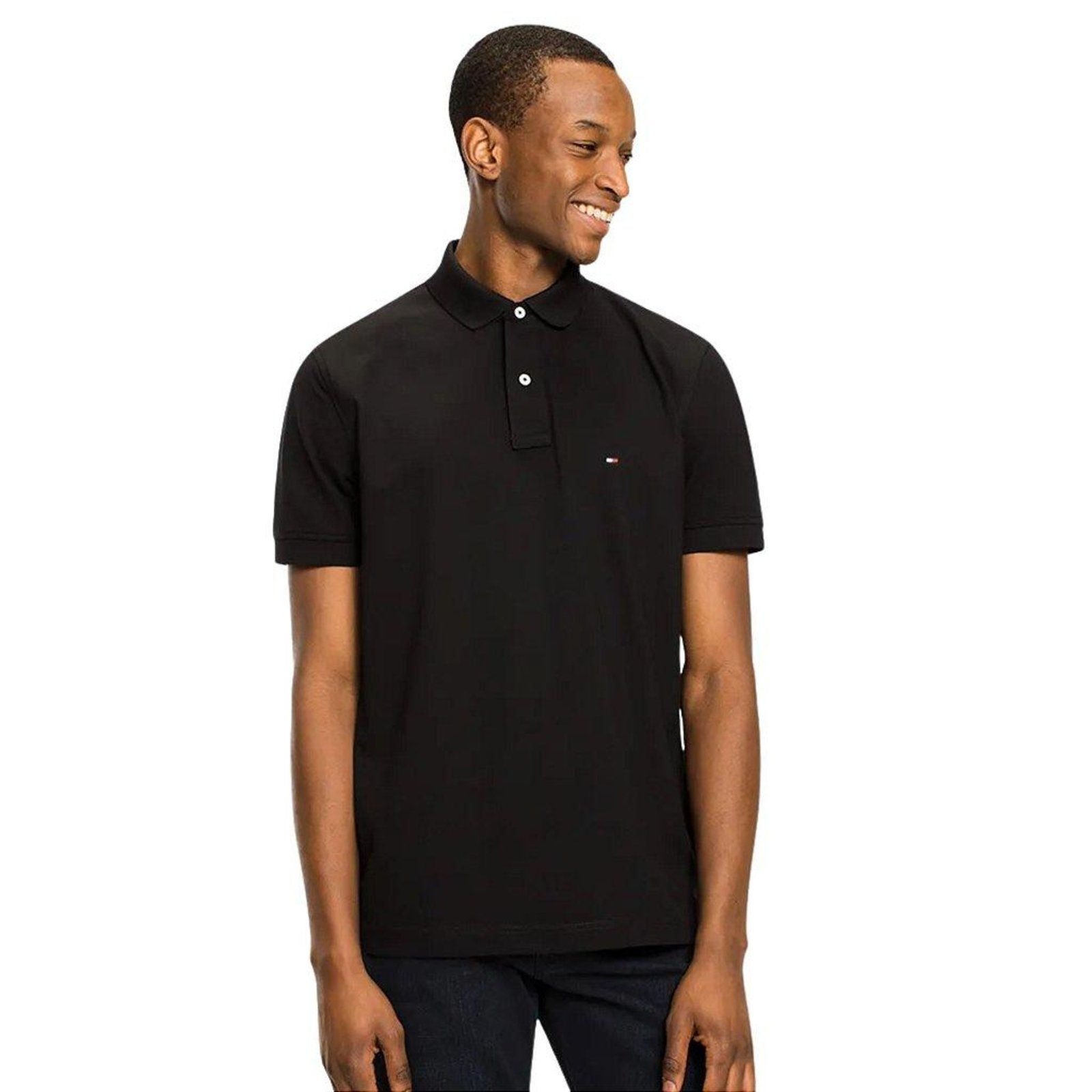 Camisa Polo Tommy Hilfiger Tech Piquet Regular Preto