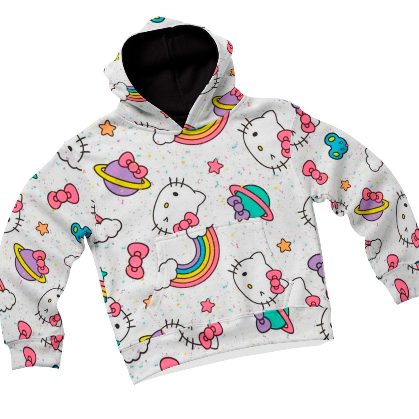 Infantil – Blusa de Frio Moletom Menina Grosso Confortável Personagem Cat e Mouse Rosa e Branco