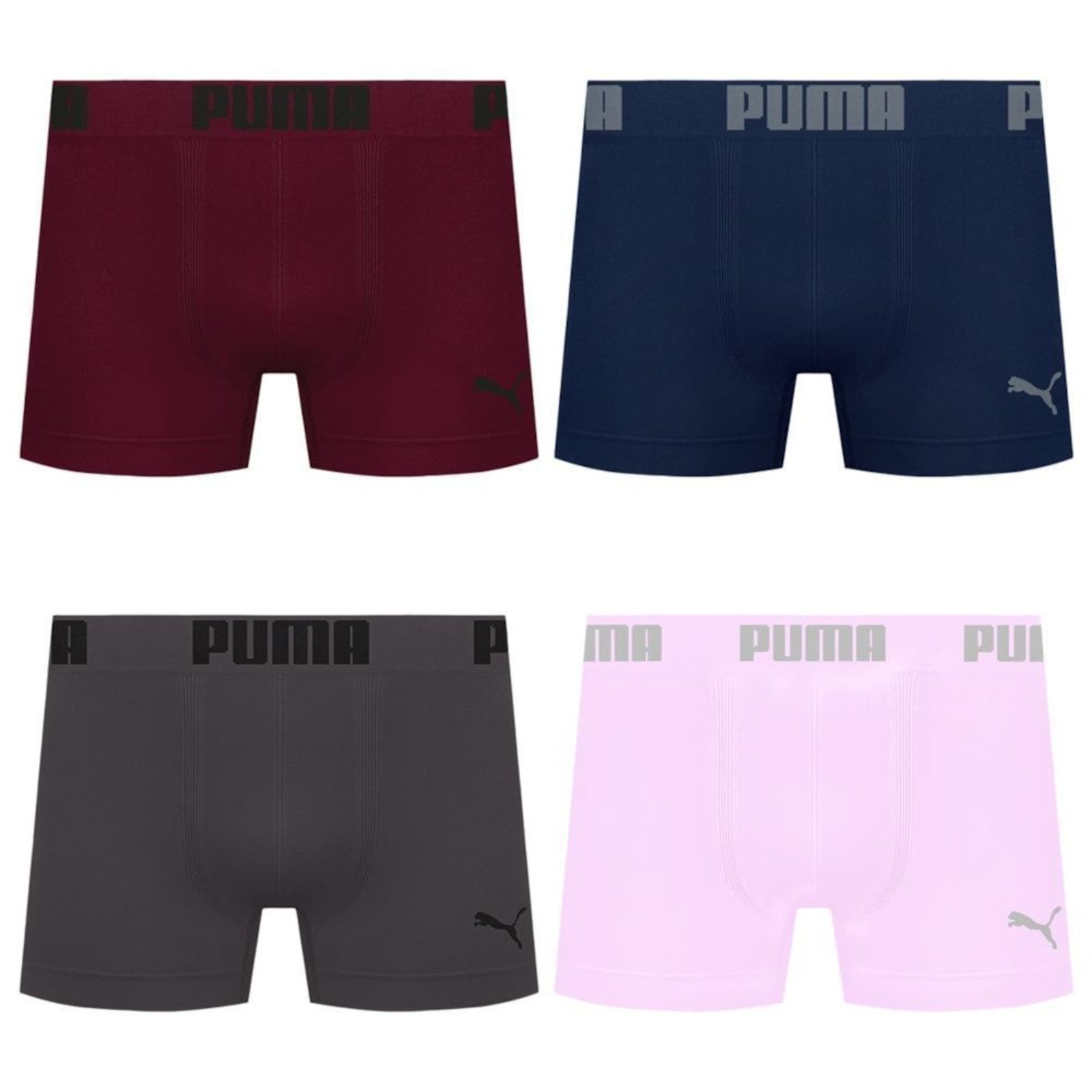 Kit 4 Cuecas Puma Boxer Sem Costura Masculina - Azul - puma