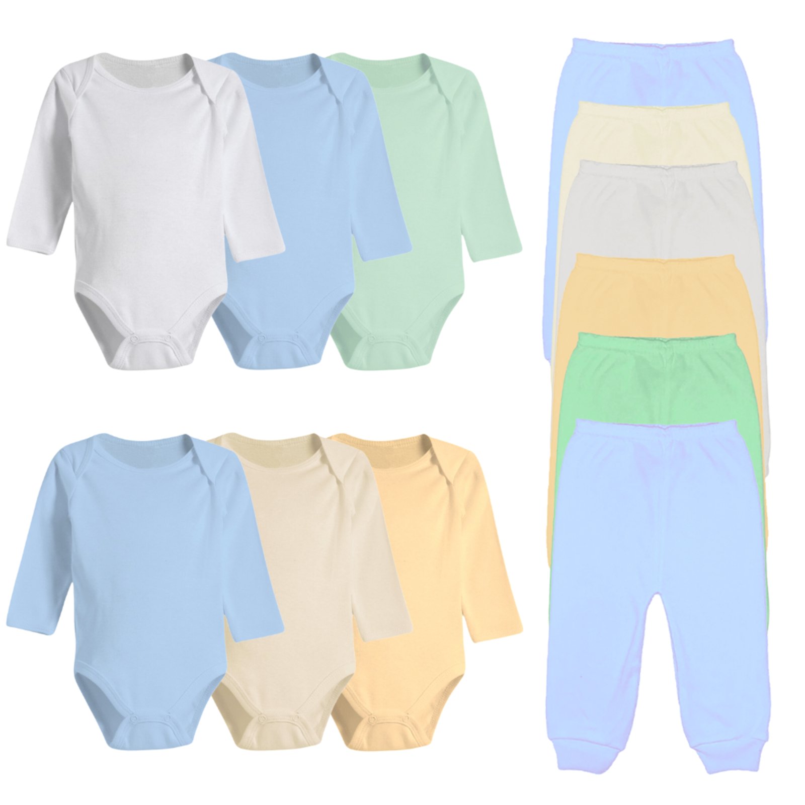 Infantil - Kit Roupas de 12 Peças Body Manga Longa e Mijão Algodão Azul