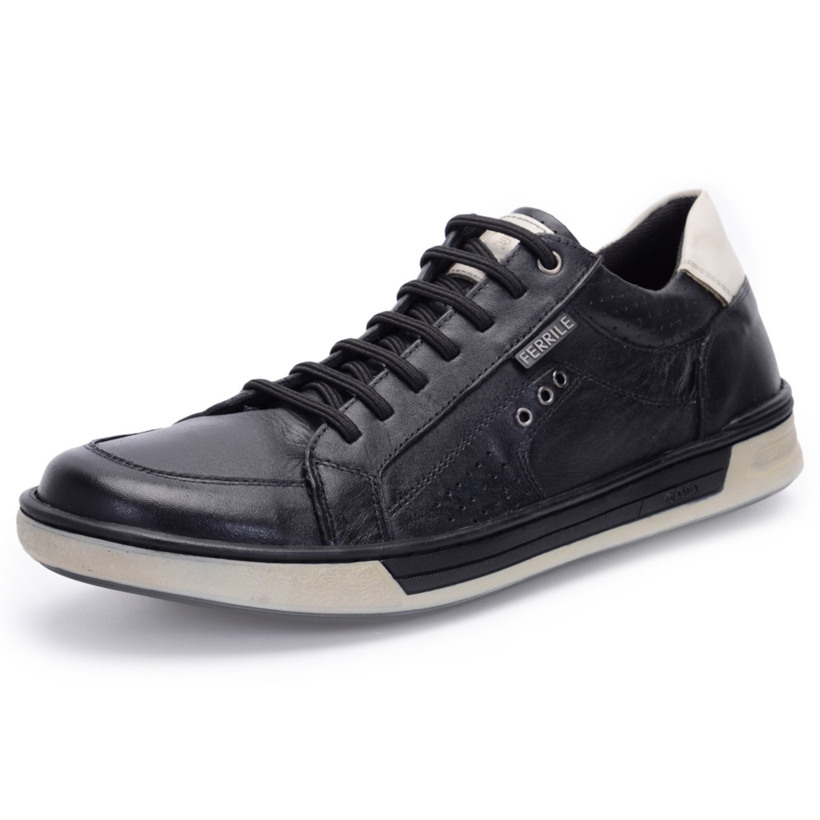 Sapatênis Tênis Casual Ferrile Preto Couro 15303
