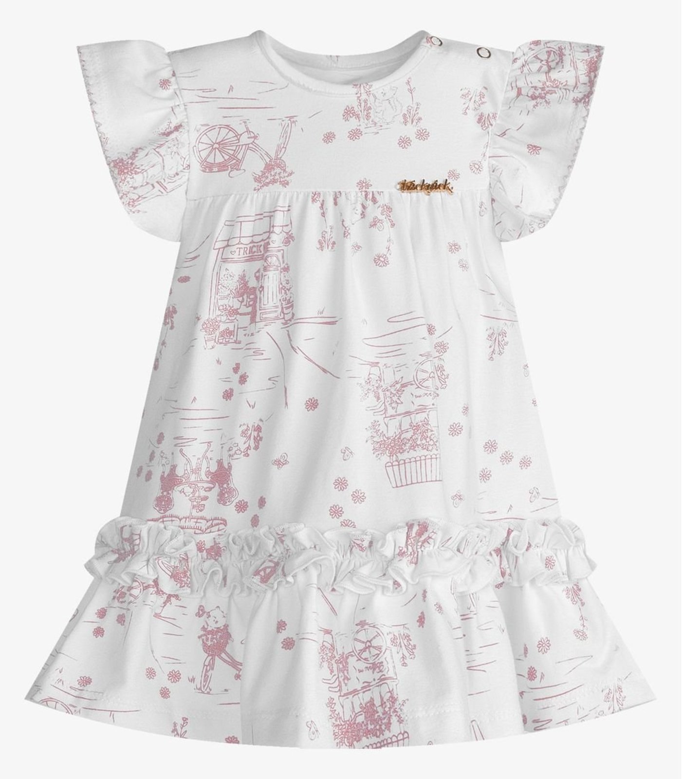 Infantil - Vestido Menina Estampado Trick Nick Branco