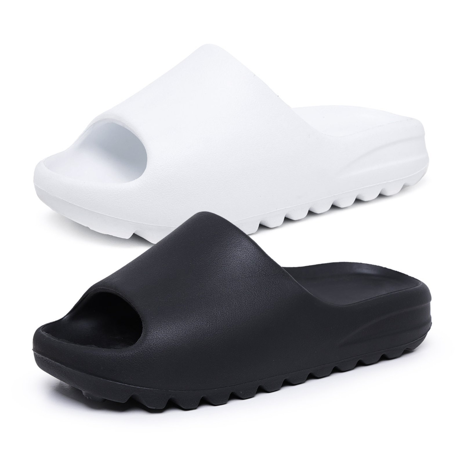 Vista 2 Kit 2 Chinelo Nuvem Feminino Slide Ousy Shoes Macio Leve Confortável Dia a Dia Verão Combo branco/preto OUSY SHOES branco/preto