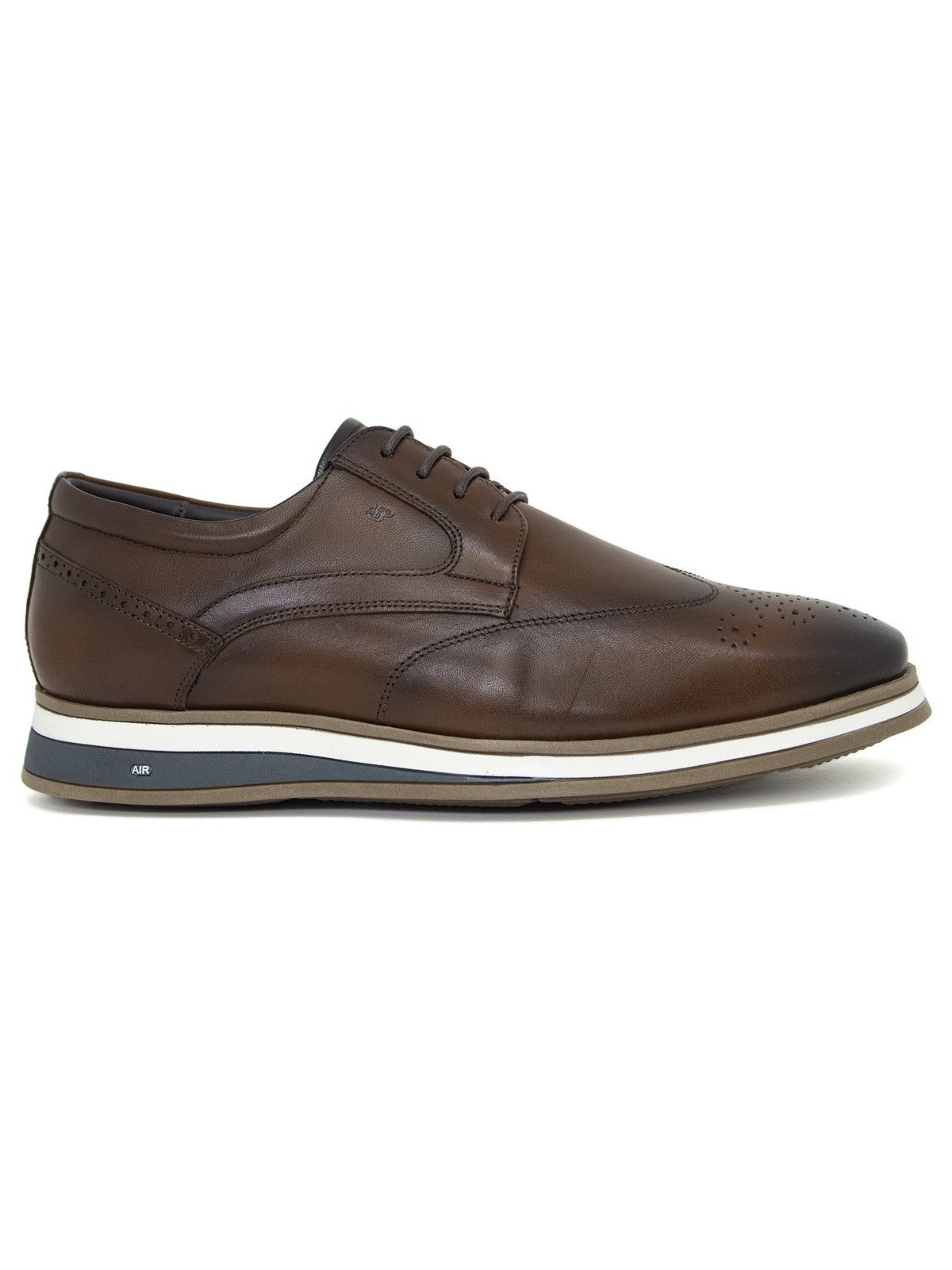 Sapato Masculino Jota Pe Air Navaggio Casual Couro Marrom Dark Brown