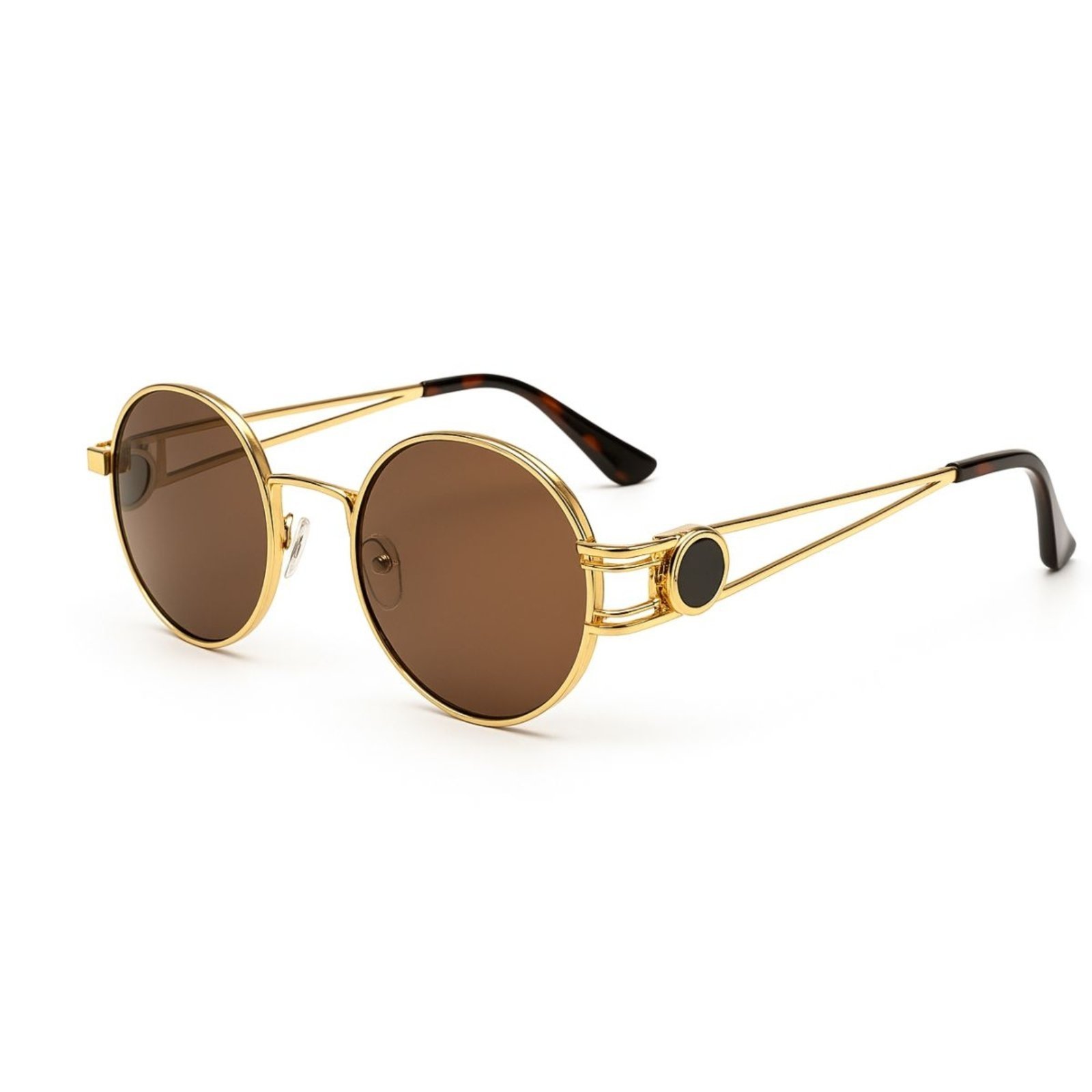 Óculos de Sol Dourado Feminino Lente Marrom Estilo Vintage