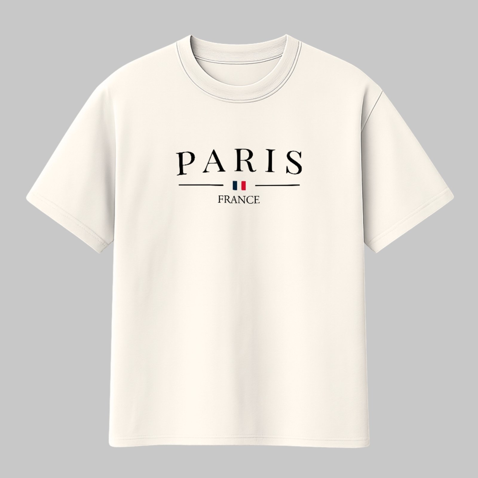 Camiseta Básica Paris France Estilo Street Confortável e Estilosa Off White