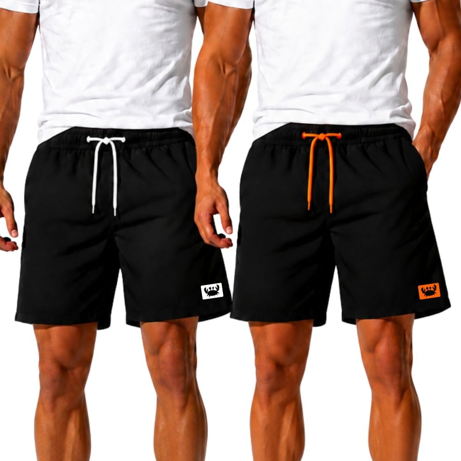 Kit 2 Shorts Tactel Masculino Liso Leve com Bolsos