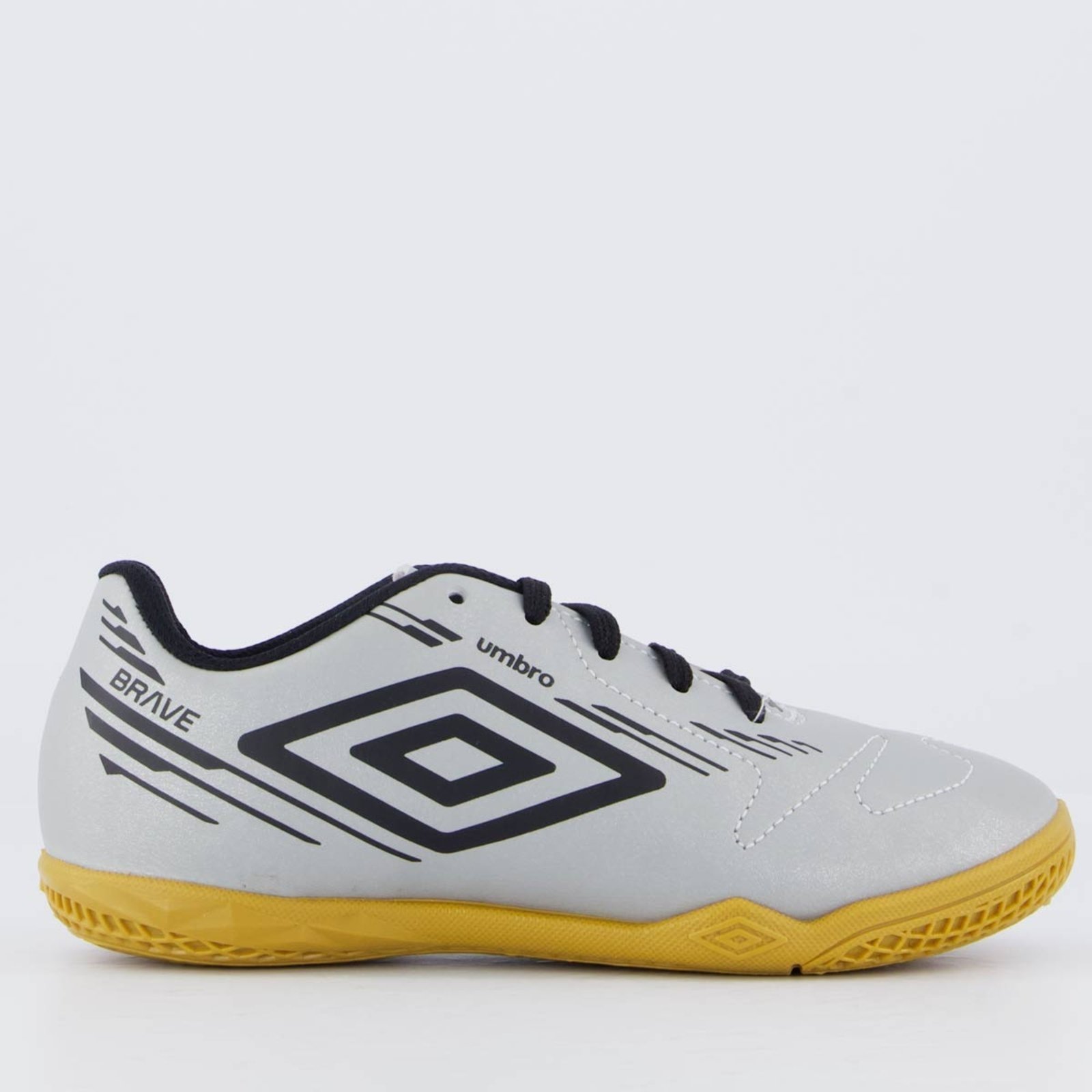 Chuteira Umbro Brave Futsal Juvenil Cinza e Preta