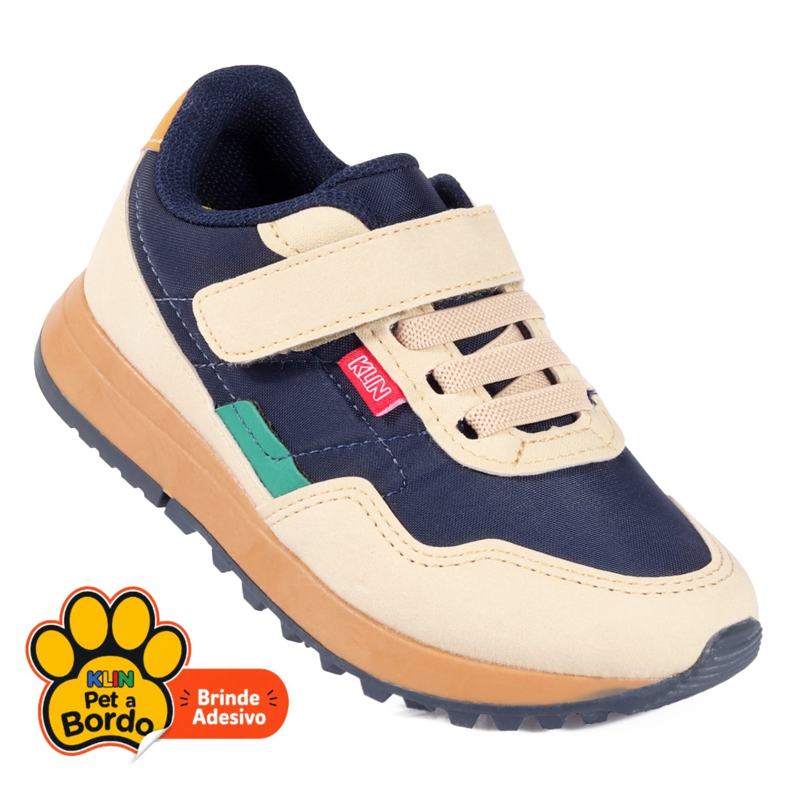 Infantil - Tênis Masculino Klin Walk Mini Marinho, Bege e Caramelo