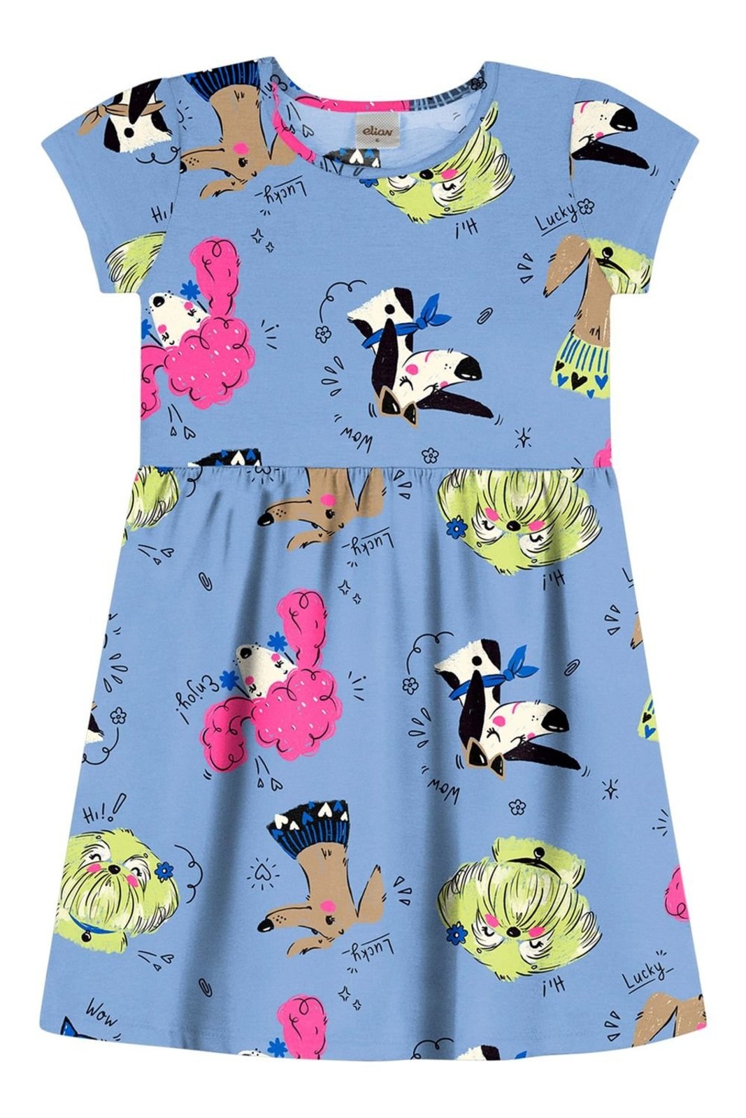 Infantil - Vestido Menina Godê Estampado Elian Azul