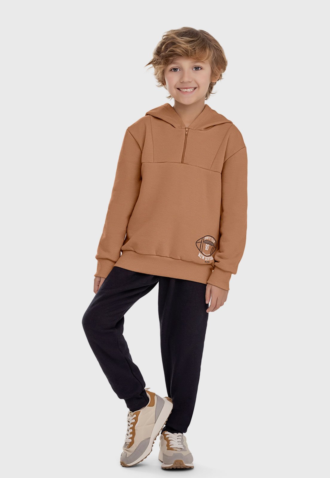 Infantil - Conjunto Elian Capuz Estampa Caramelo