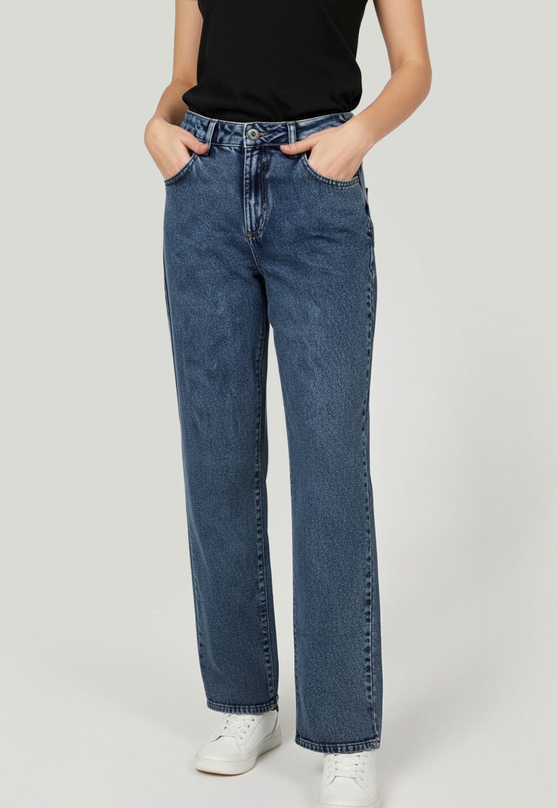 Vista 2 Calça Feminina Colcci Jeans Reta azul Colcci Jeans azul