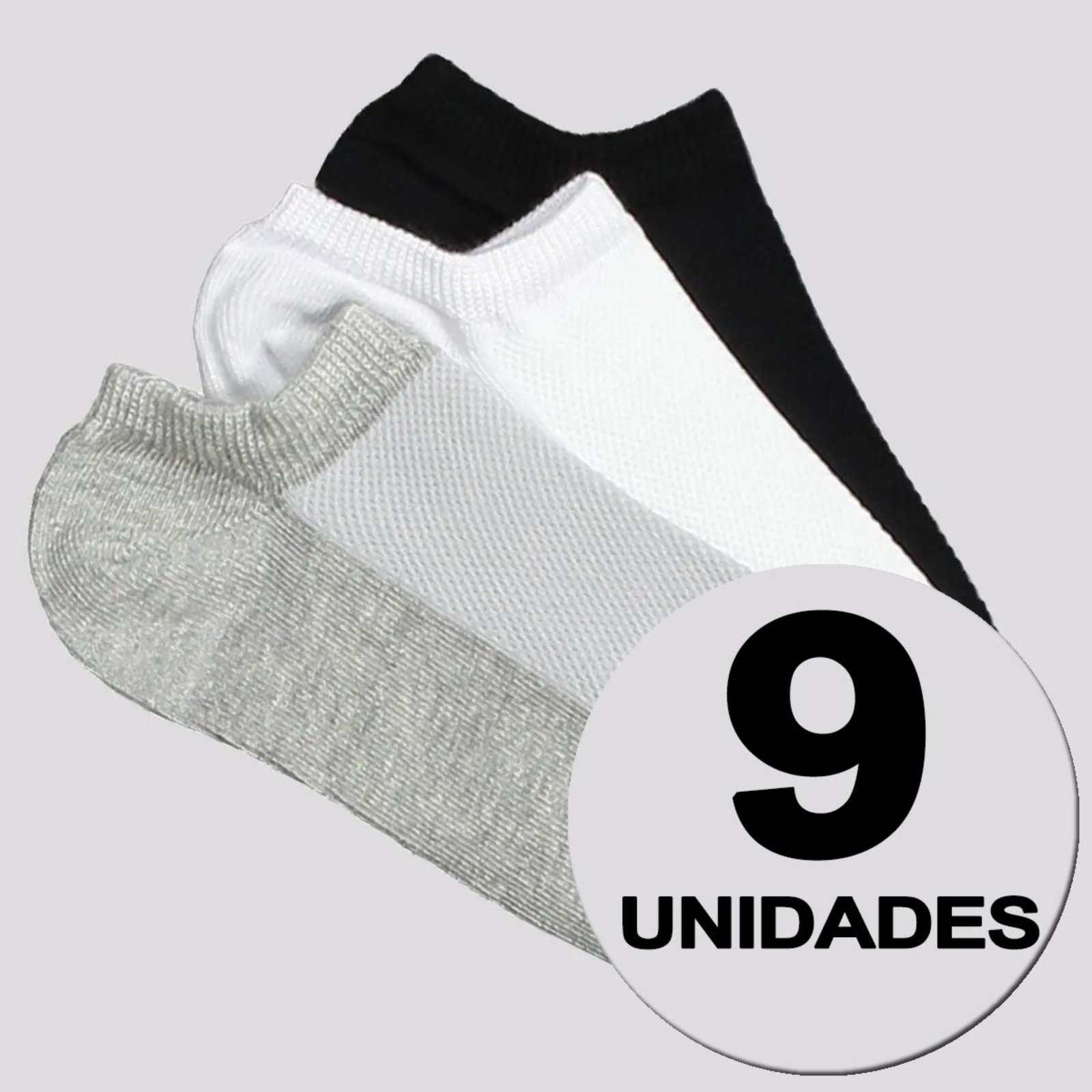 Vista 2 Kit Meia Selene 9 Pares Sapatilha Feminino preto SELENE preto