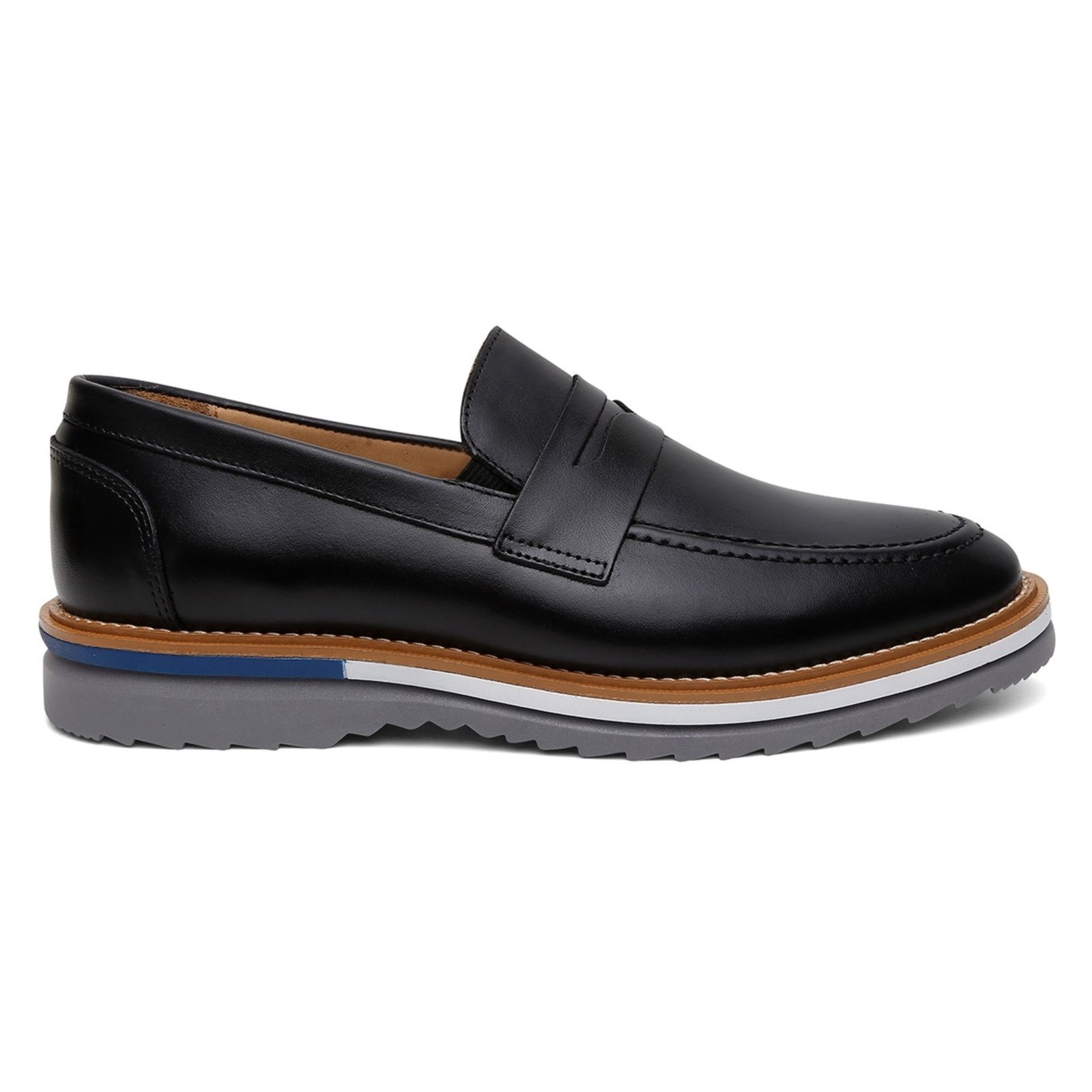 Mocassim Masculino de Couro Casual Social Moderno Confort Preto