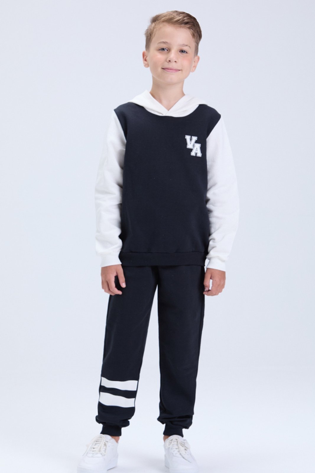 Infantil - Conjunto de Inverno Masculino Moletom Colegial VA com Capuz