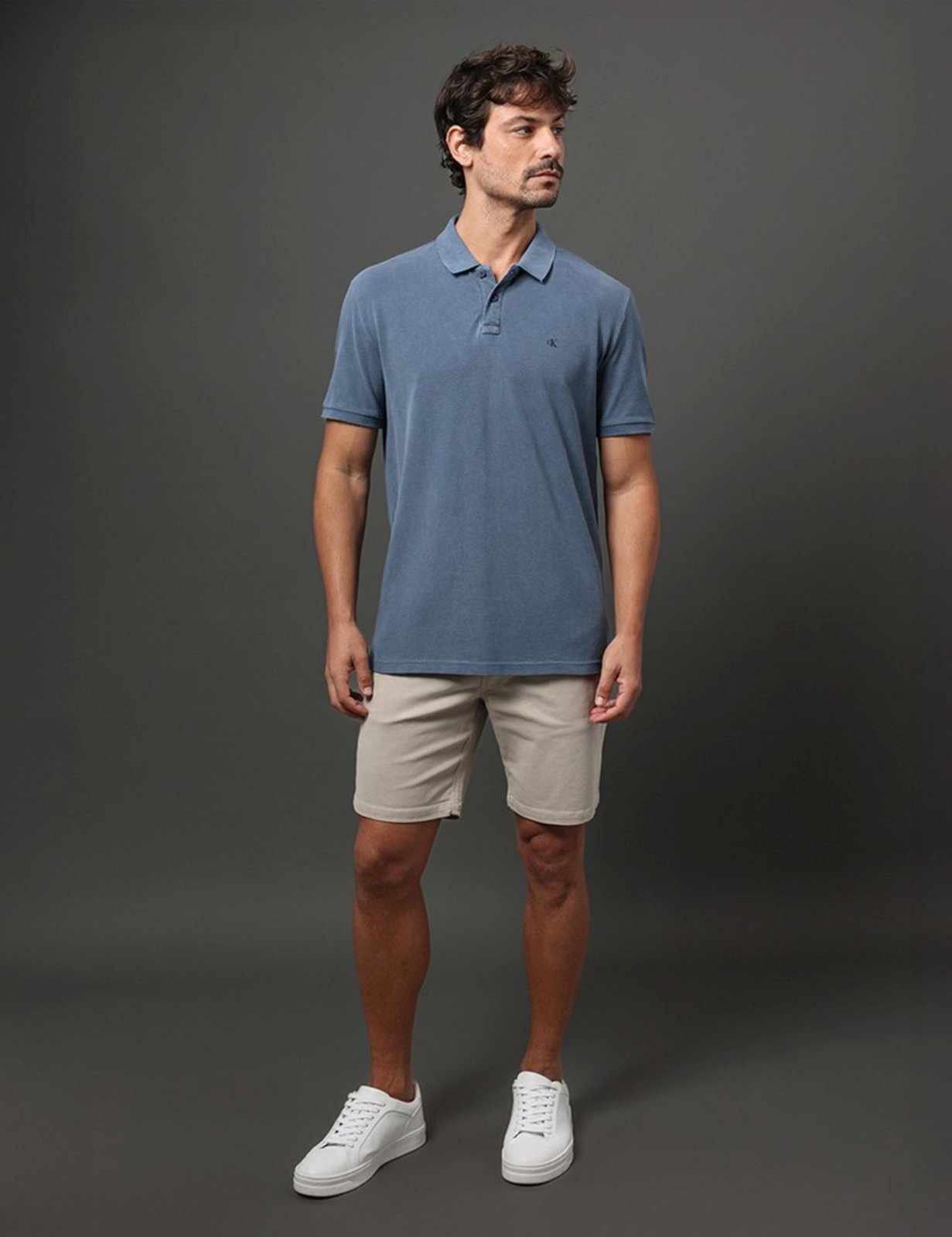 Vista 3 Bermuda Masculina Color Moletom Calvin Klein Jeans - Caqui Claro cáqui caqui Calvin Klein Jeans cáqui caqui