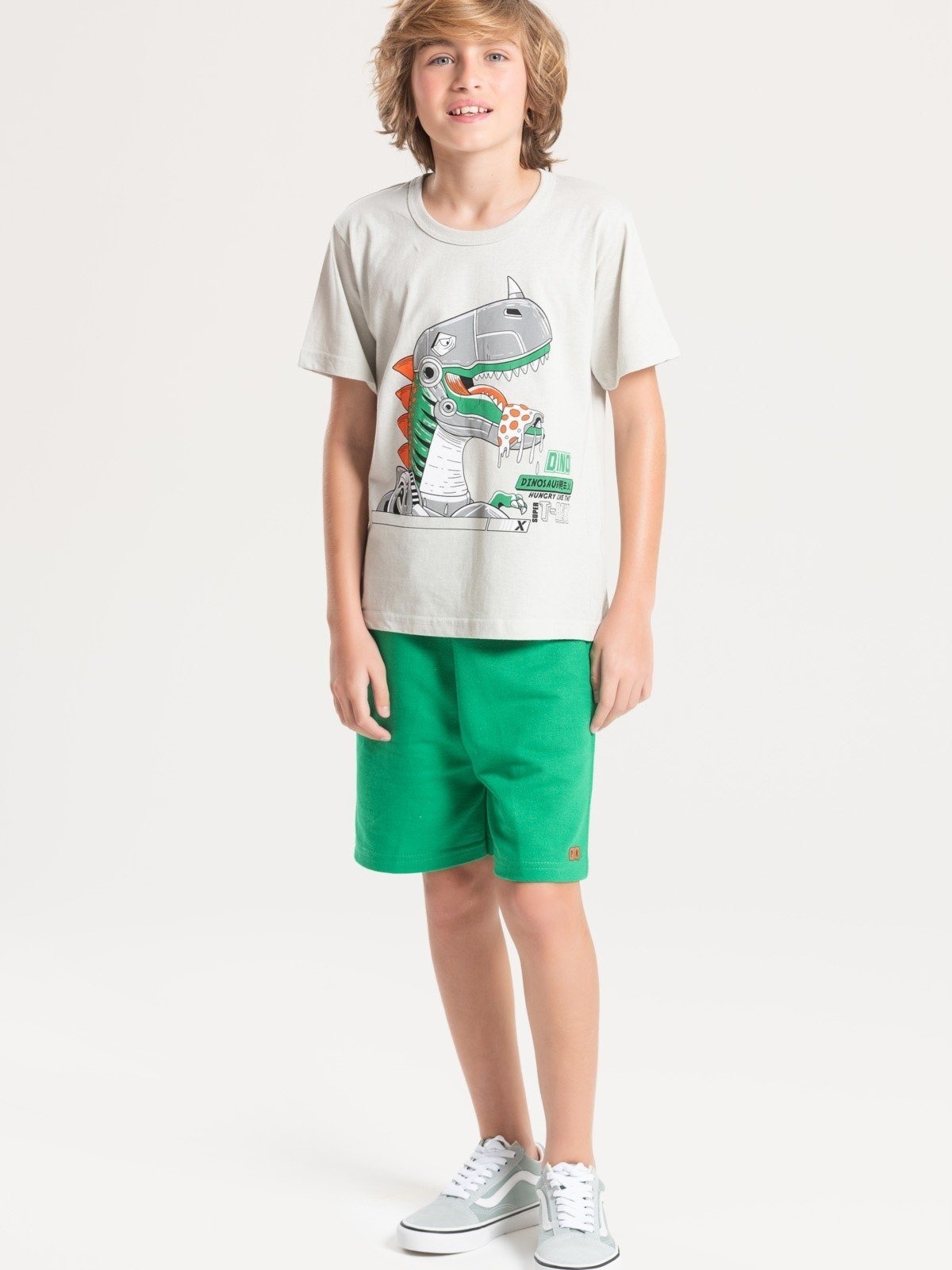 Infantil – Conjunto Platinum Super T-rex Cinza