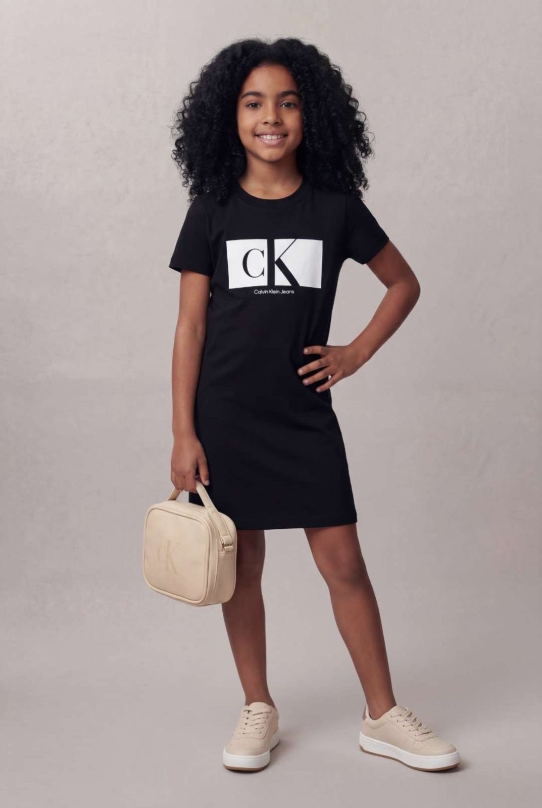 Infantil - Vestido Malha Calvin Klein Jeans Girl Re Issue Vazado - Preto Calvin Klein Jeans