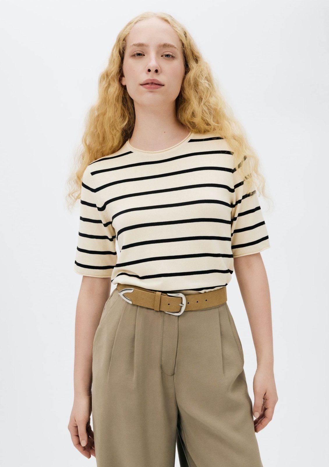 Blusa Feminina Manga Curta Em Tricô Fio Tinto Hering