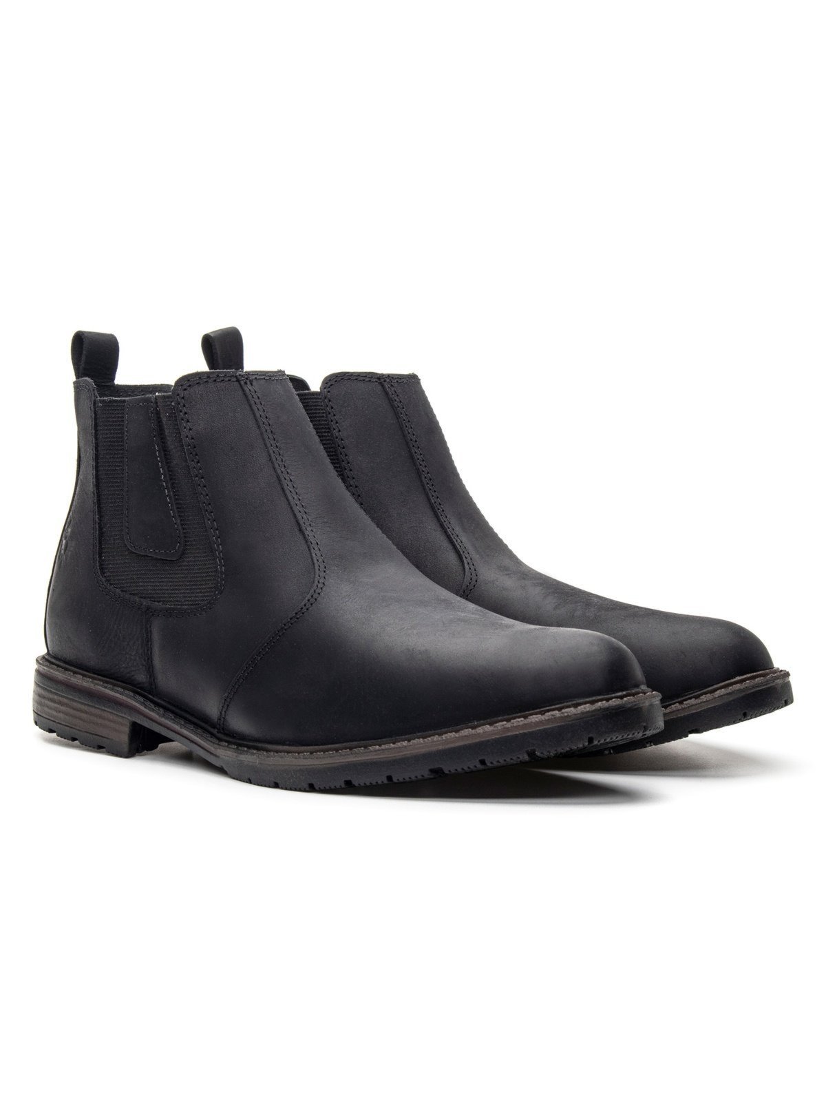 Bota Botina Chelsea Masculina em Couro Preto Zafrem
