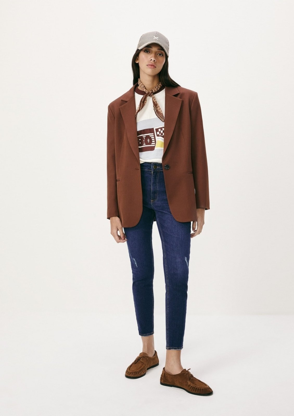 Calça Jeans Básica Feminina Cintura Média Skinny Com Puídos Hering
