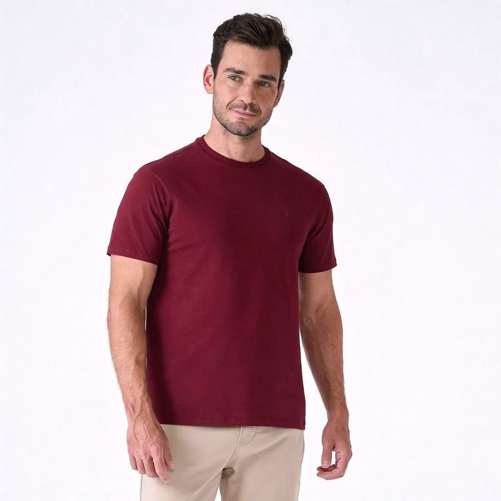 Camiseta Masculina Fideli Slim Bordô TR00405023 EXG - Bordô - Fideli