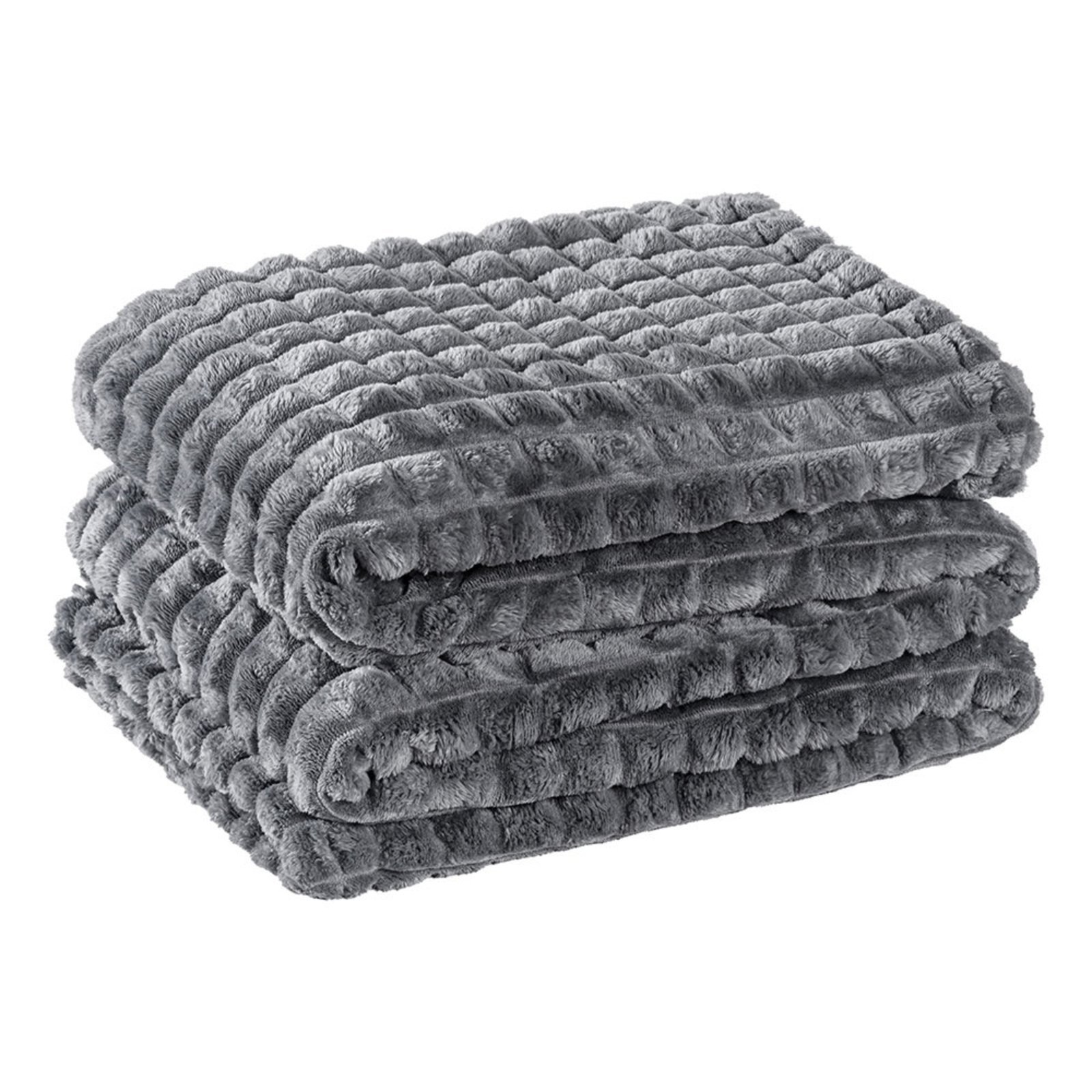 Cobertor Casa Scarpa Comfy Queen Manta Ultrasoft Alto Relevo Super Macia - Gris - Cinza
