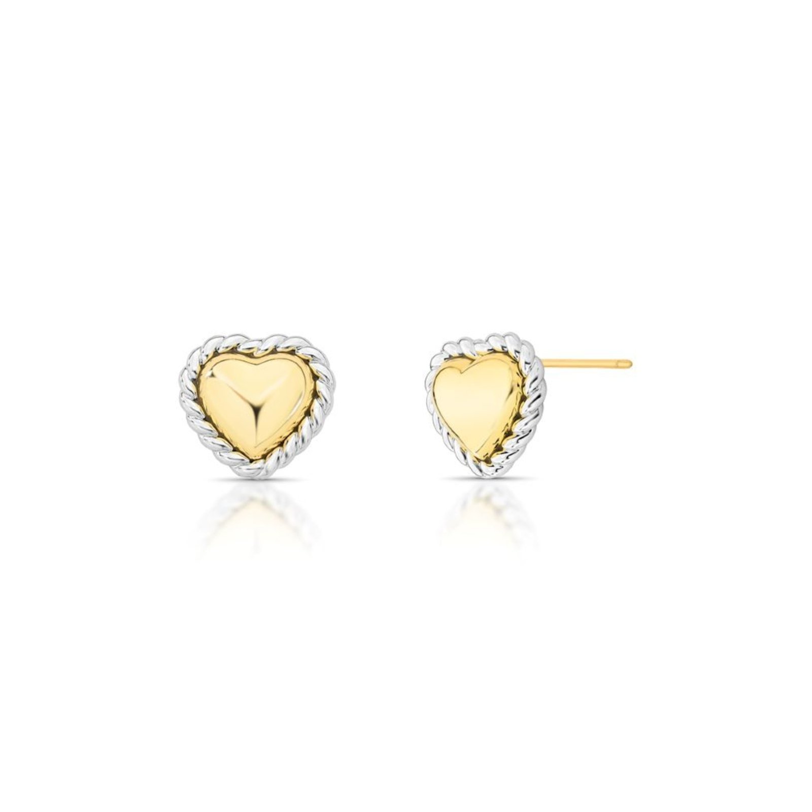 Infantil – Brinco Coração Dois Banhos Ouro 18K e Ródio Semijoia Ania Store