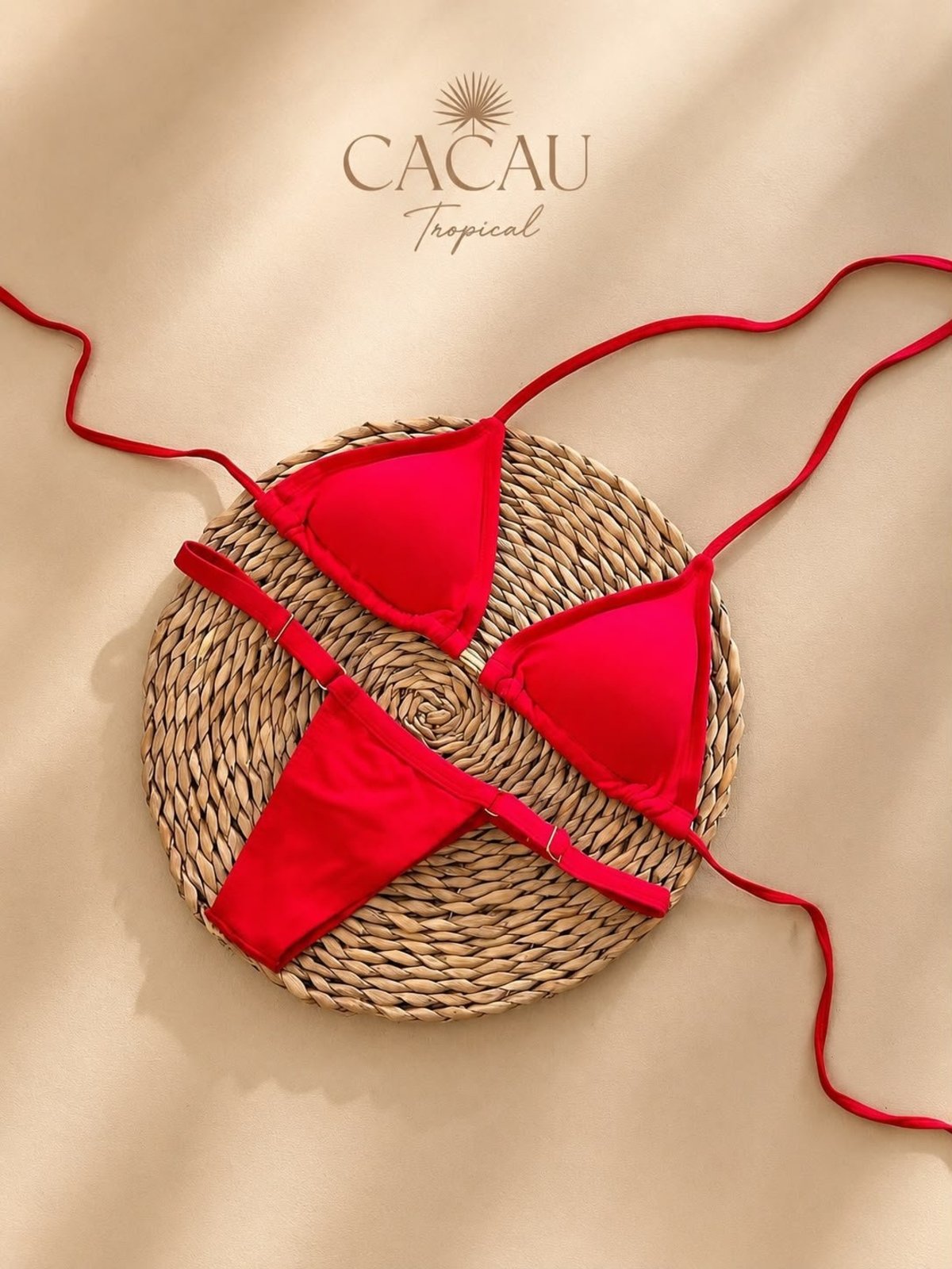 Biquíni Vermelho Cortininha Feminino Regulável Com Bojo Removível Moda Praia Premium Cacau Tropical