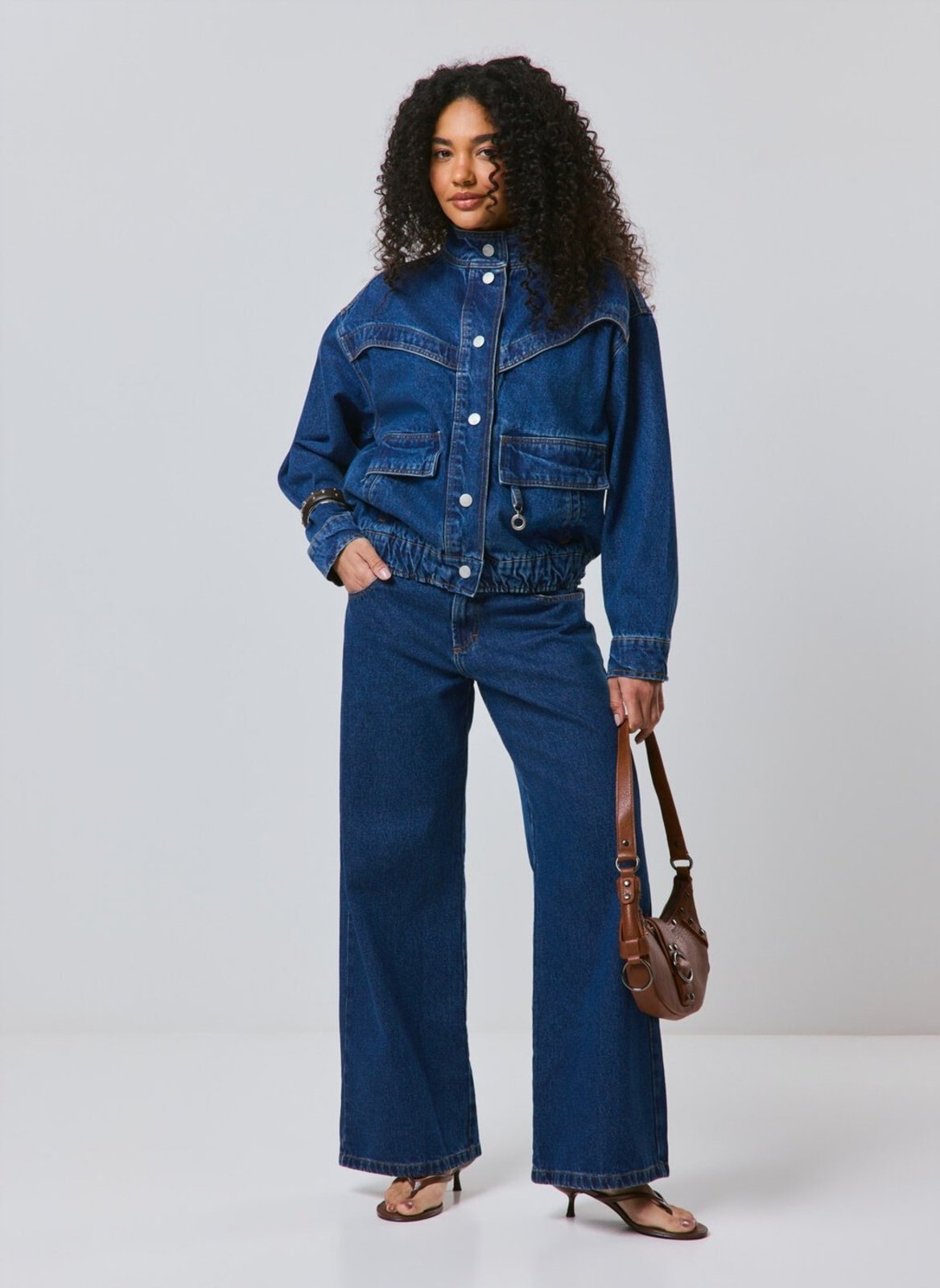 Calça Jeans Wide Leg Denim Escuro