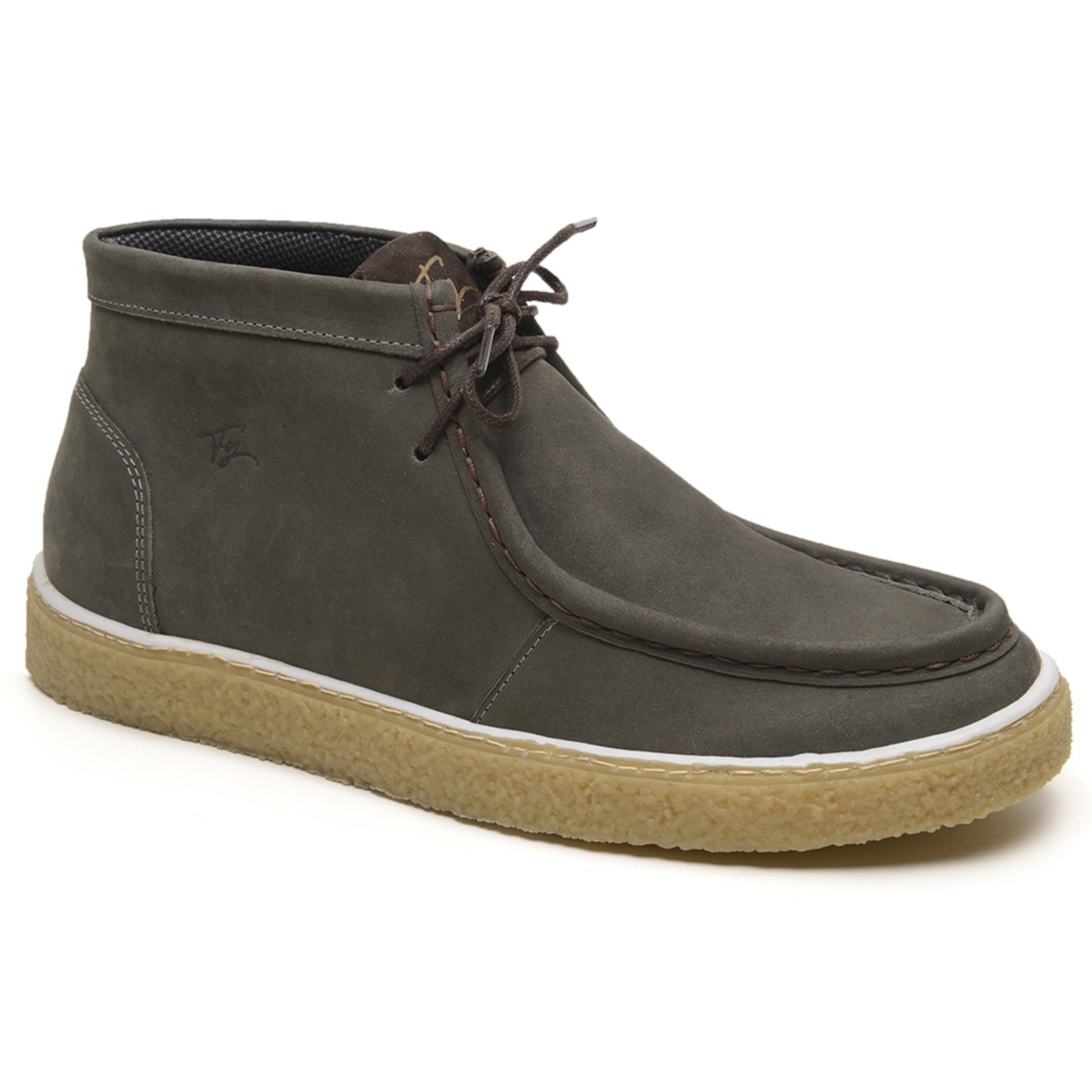 Bota Masculina London Em Couro Estilo Vintage Rústico Sola Crepe Cacareco Leve Cinza Gray