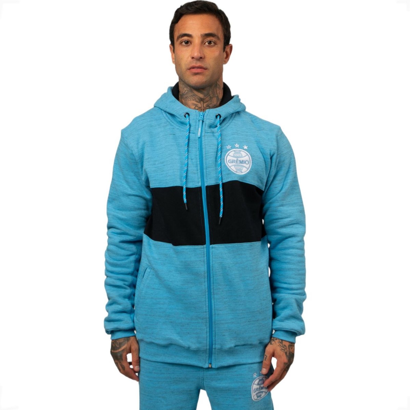 Moletom Grêmio Oficilal Aberto com Zíper Masculino Surf Center Azul