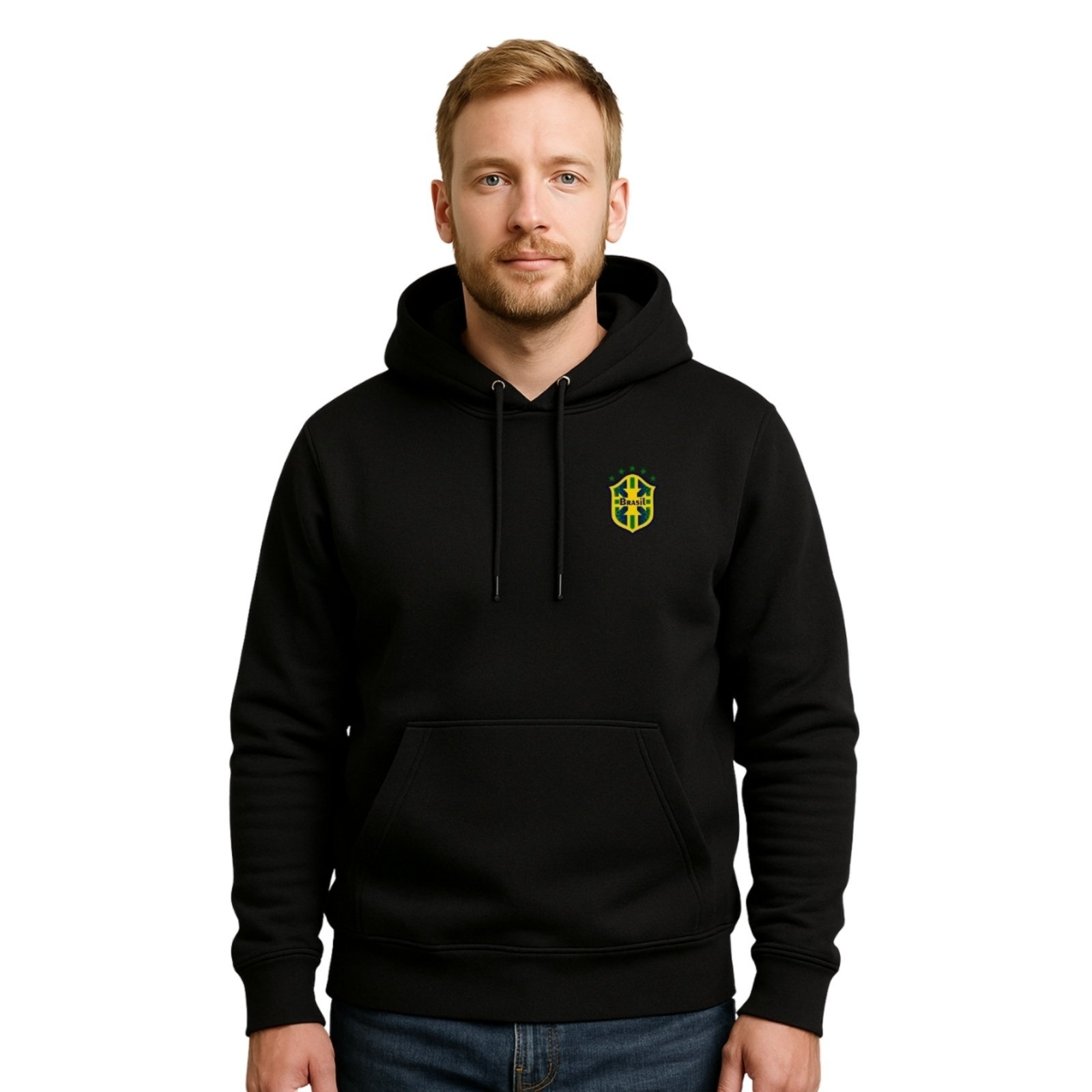 Moletom Modelo Canguru Com Capuz Masculino Estampado Brasil