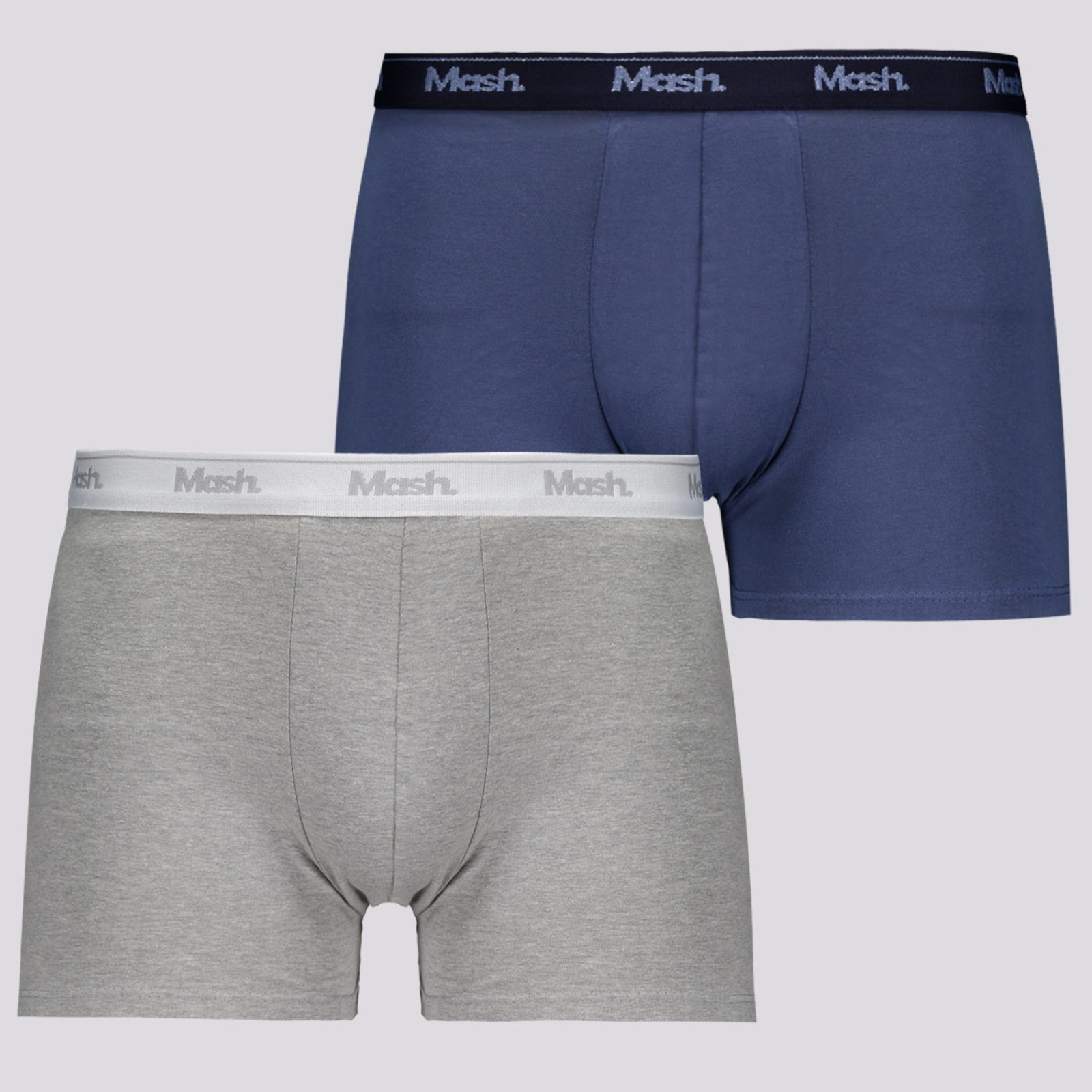 Kit 2 Cuecas Boxer Mash Cotton Azul e Cinza