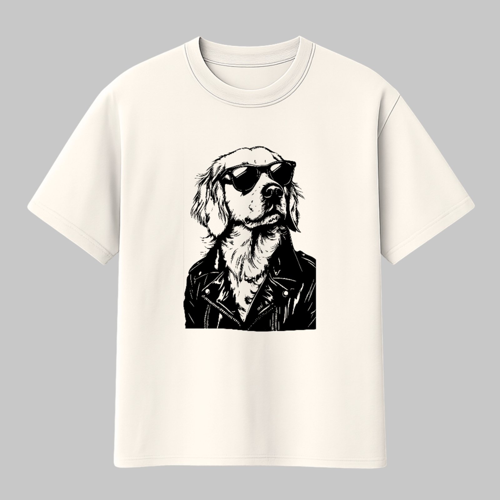 Camiseta Básica Cachorro Rock Óculos Estilo Streetwear Pet Off White