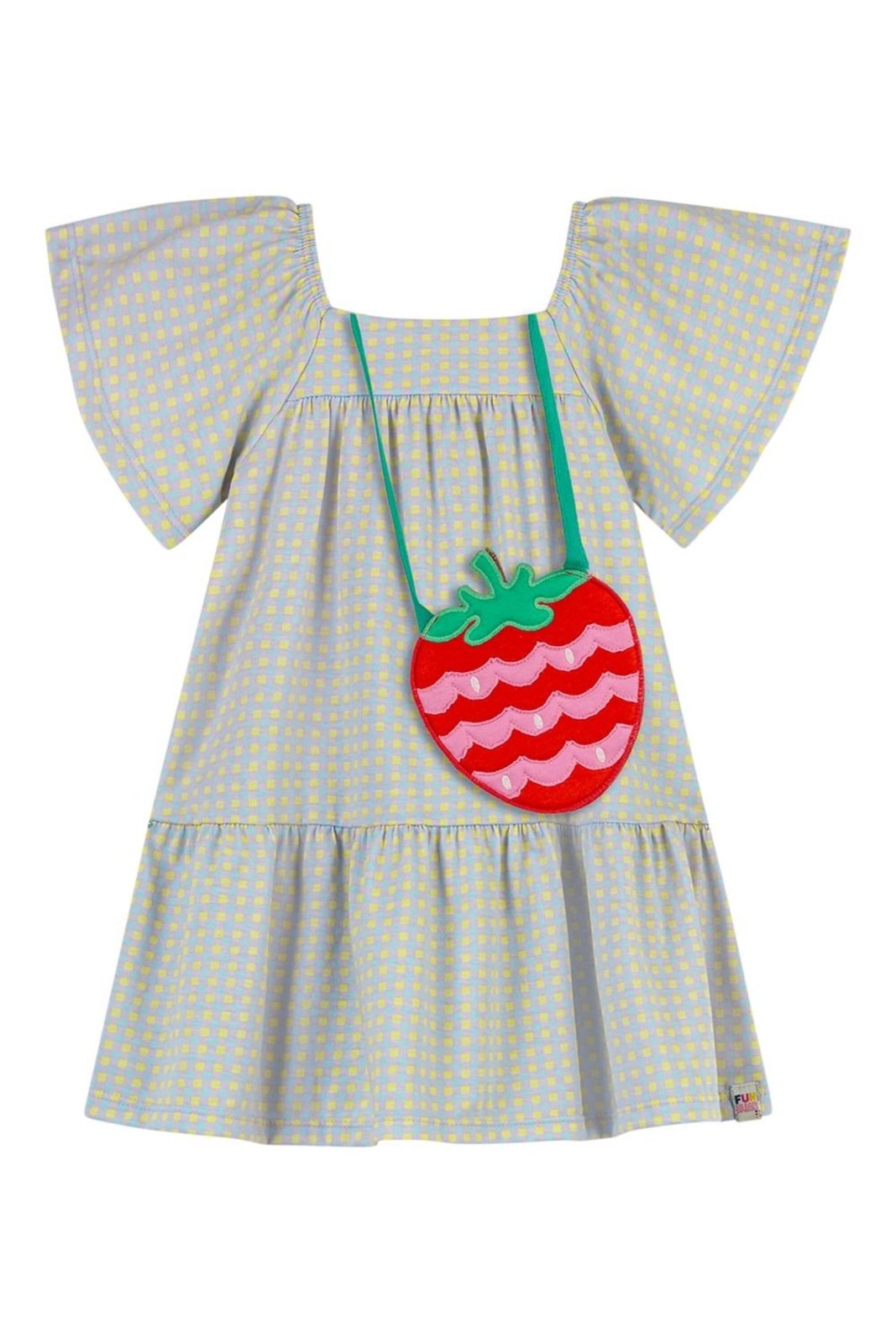 Infantil - Vestido Menina Xadrez Com Bolsa Elian Azul