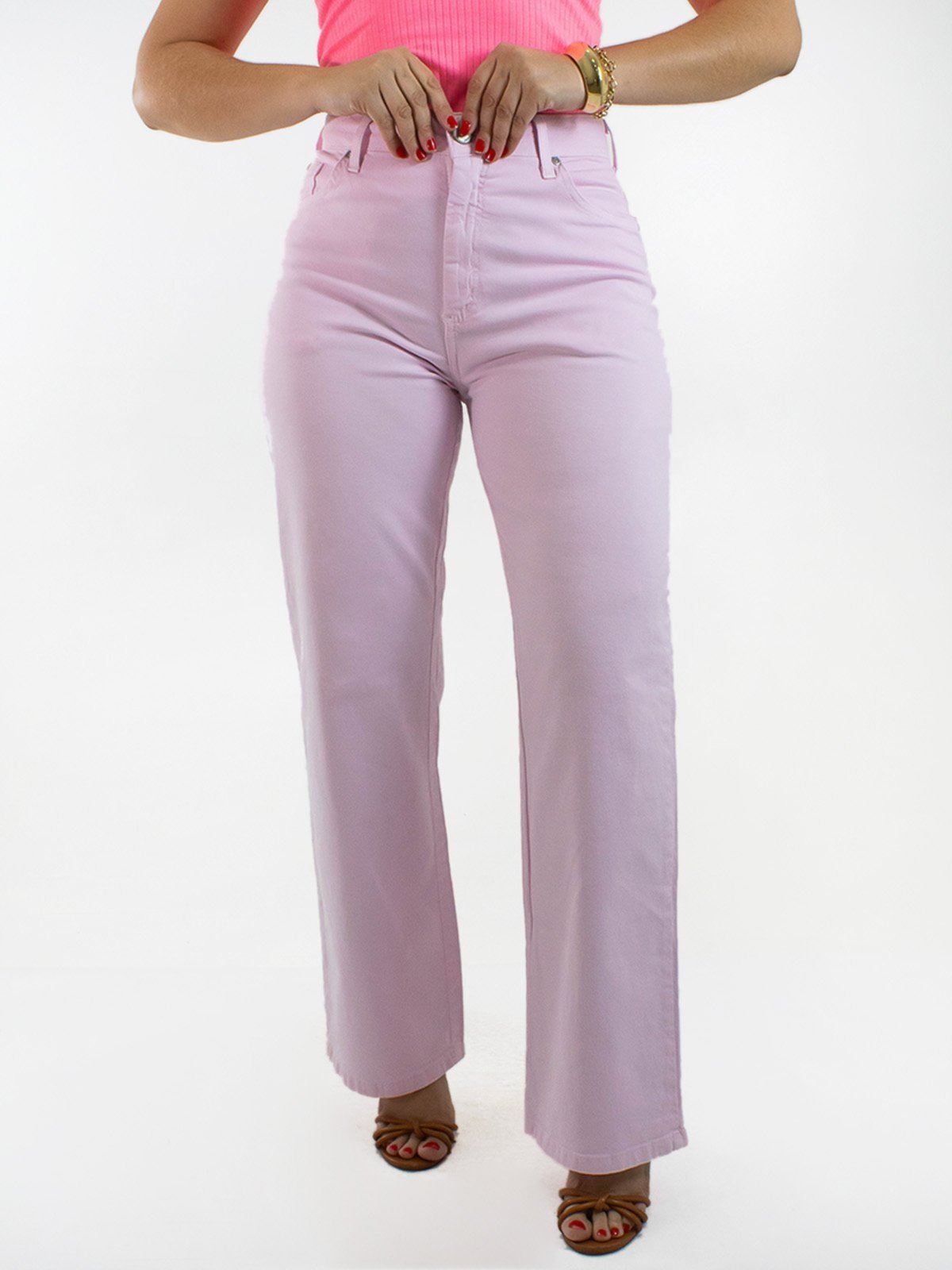 Calça Feminina Wide Leg Sarja Candy Colors Anticorpus