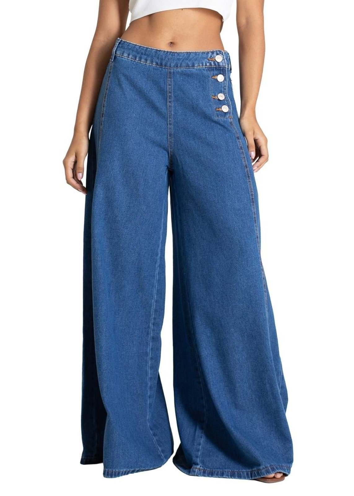 Calça Jeans Sawary Super Wide Leg - 283644 - Azul - Sawary