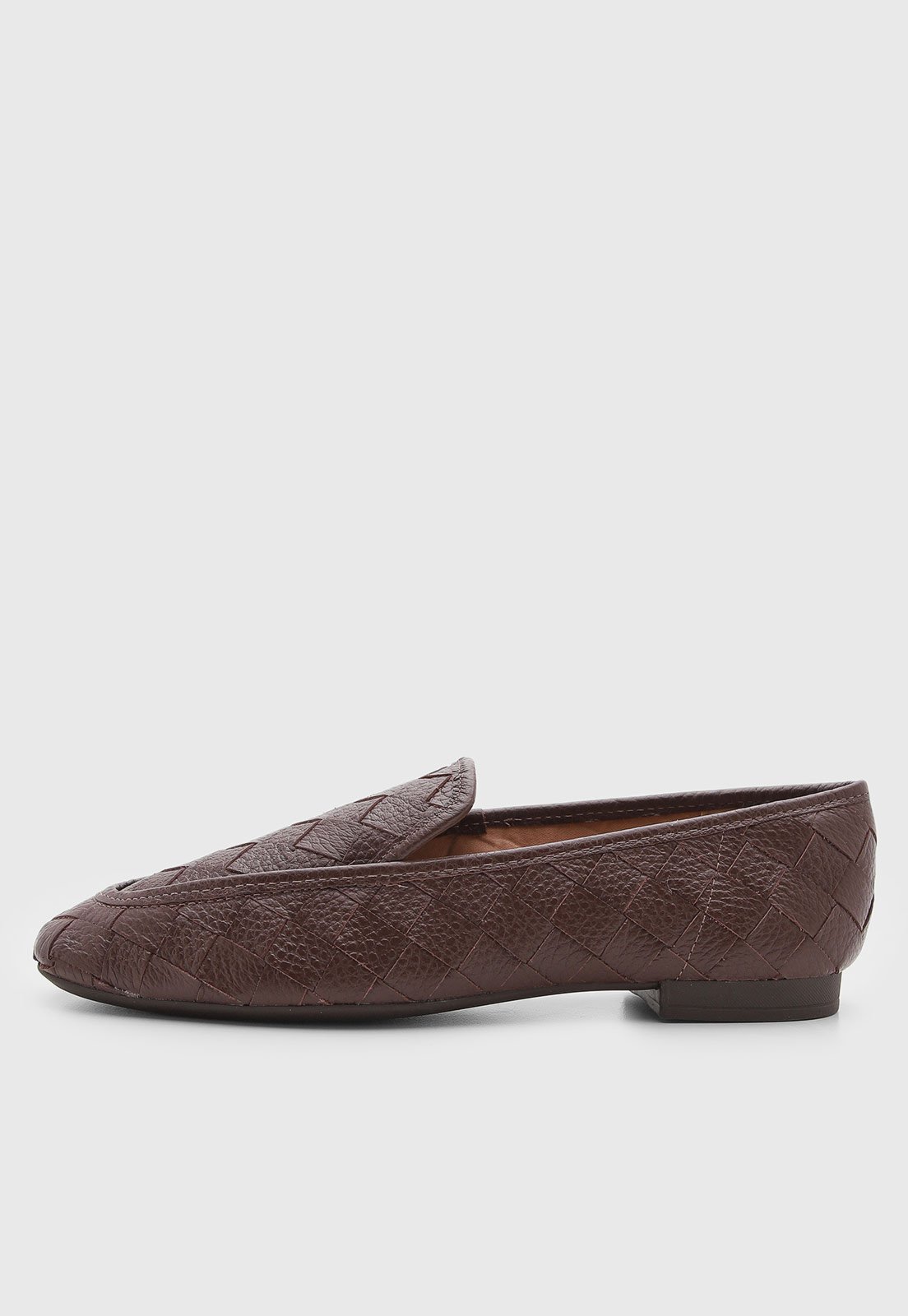 Mocassim Usaflex Couro Trançado Marrom