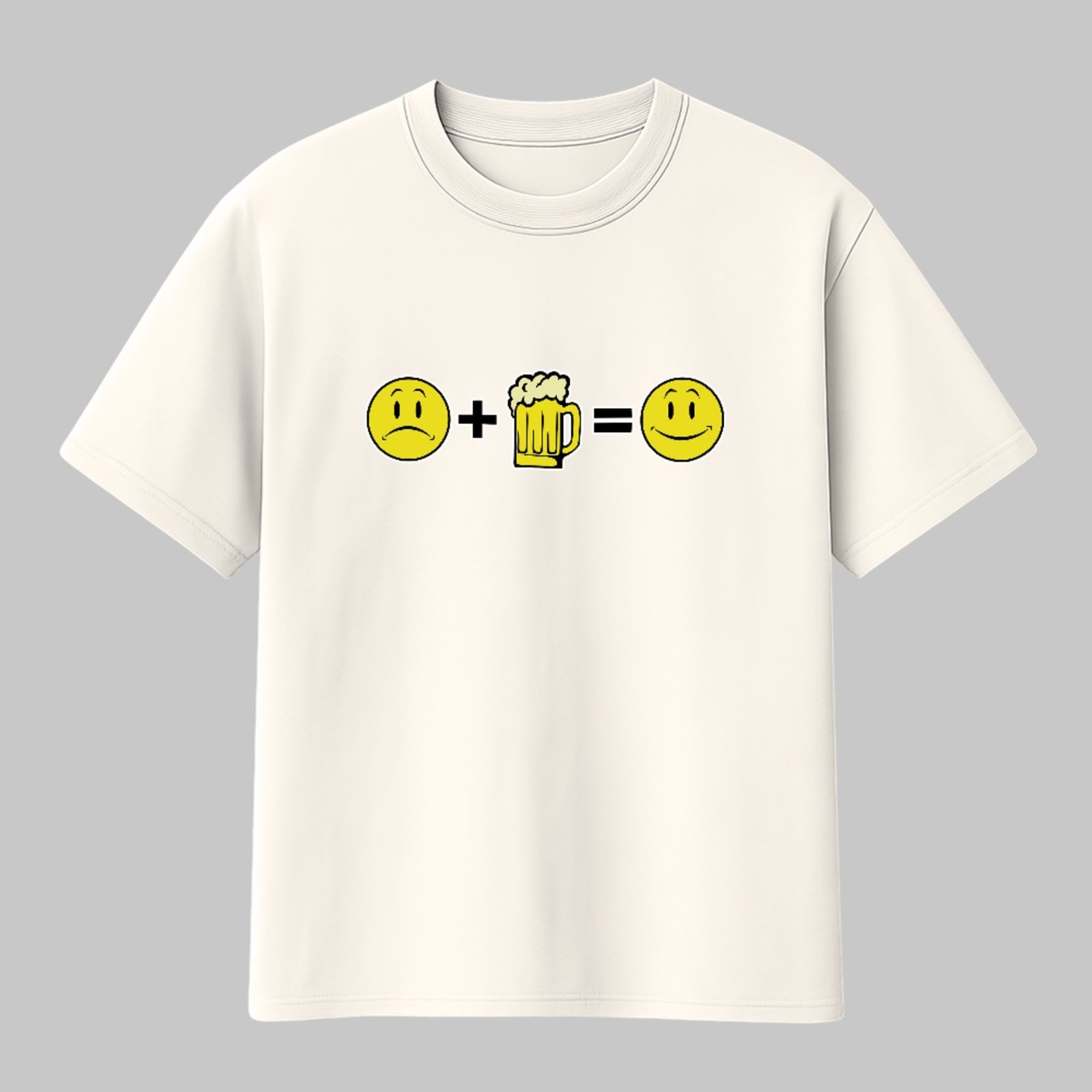 Camiseta Básica Cerveja Humor Divertido Happy Drink Trend Off White