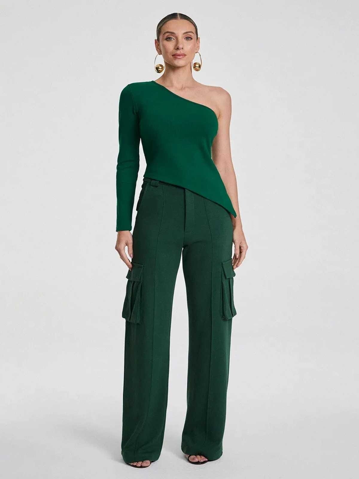 Vista 2 Blusa Um Ombro Só Zen Manga Longa Assimétrica verde ZEN verde