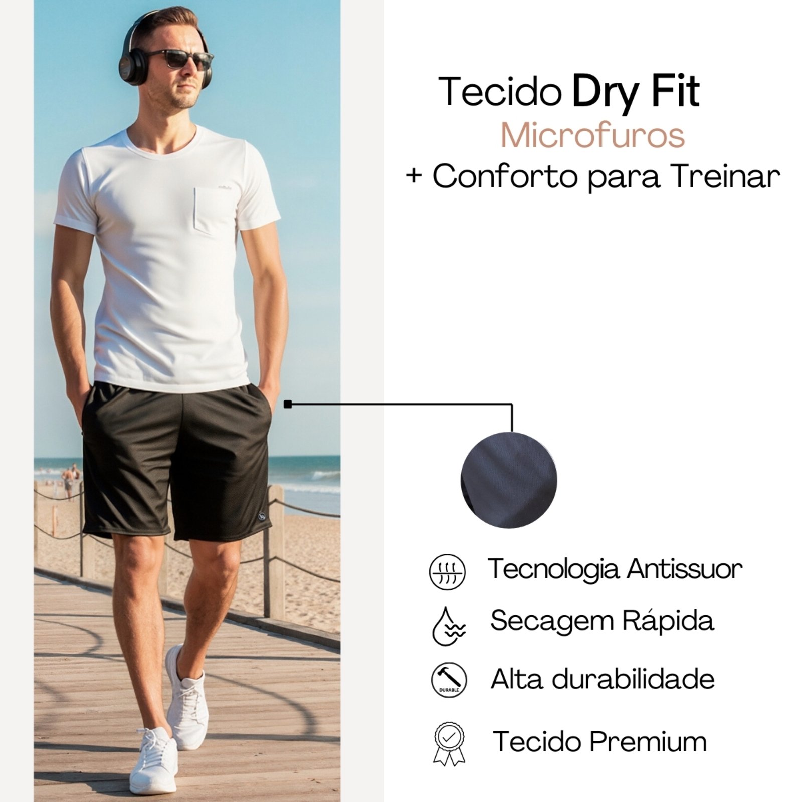 Bermuda Masculina Dry Fit Premium Treino Conforto Academia Corrida
