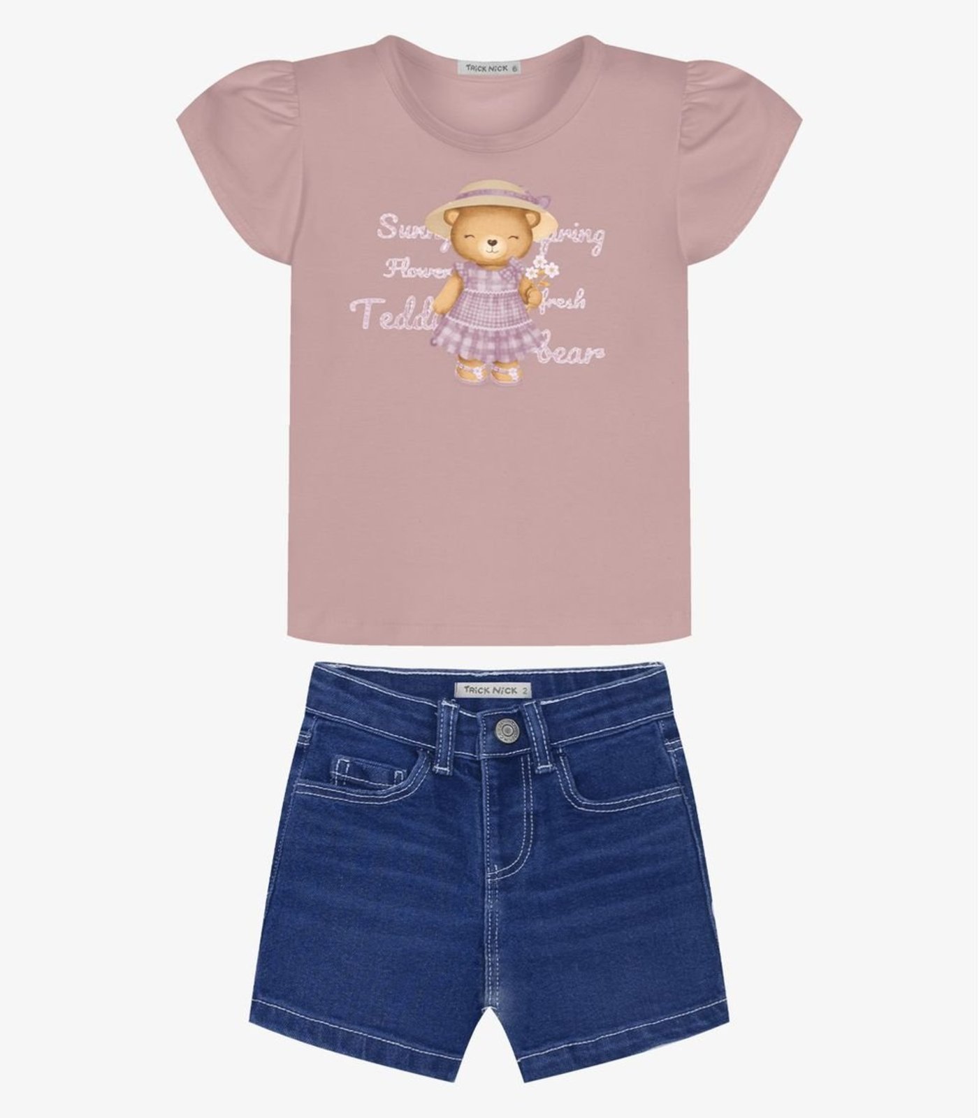 Infantil - Conjunto Blusa Com Shorts Trcik Nick Rosa